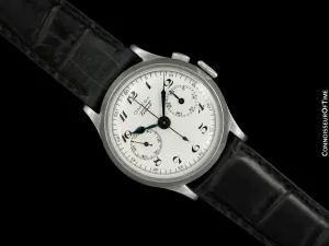 1930's Omega - Tissot Omega Caliber 28.9 (Lemania 13CH) Vintage Mens Midsize Chronograph - Stainless Steel