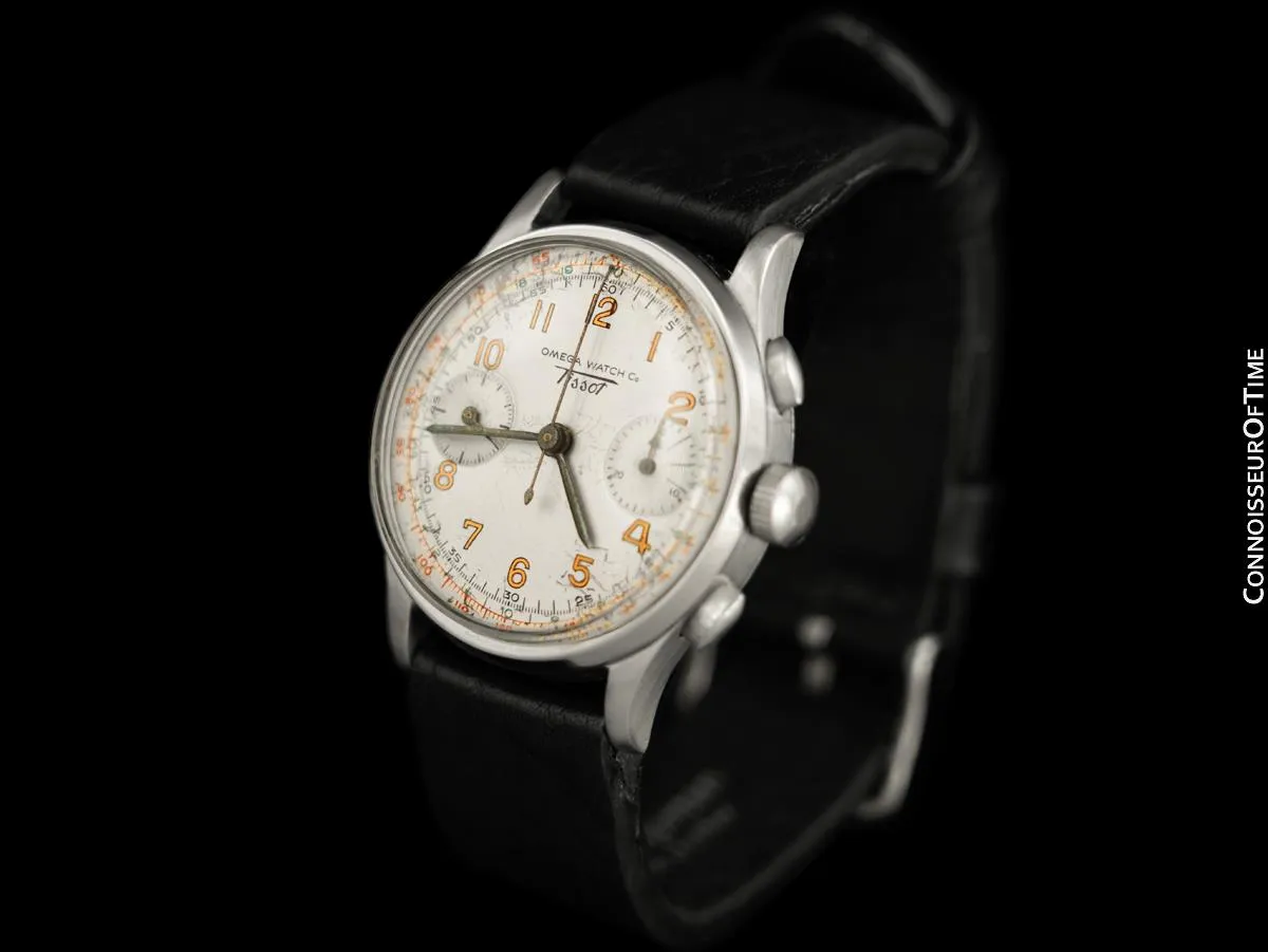 1939 Omega - Tissot Omega Caliber 33.3 Vintage Large Mens Chrongraph - Stainless Steel
