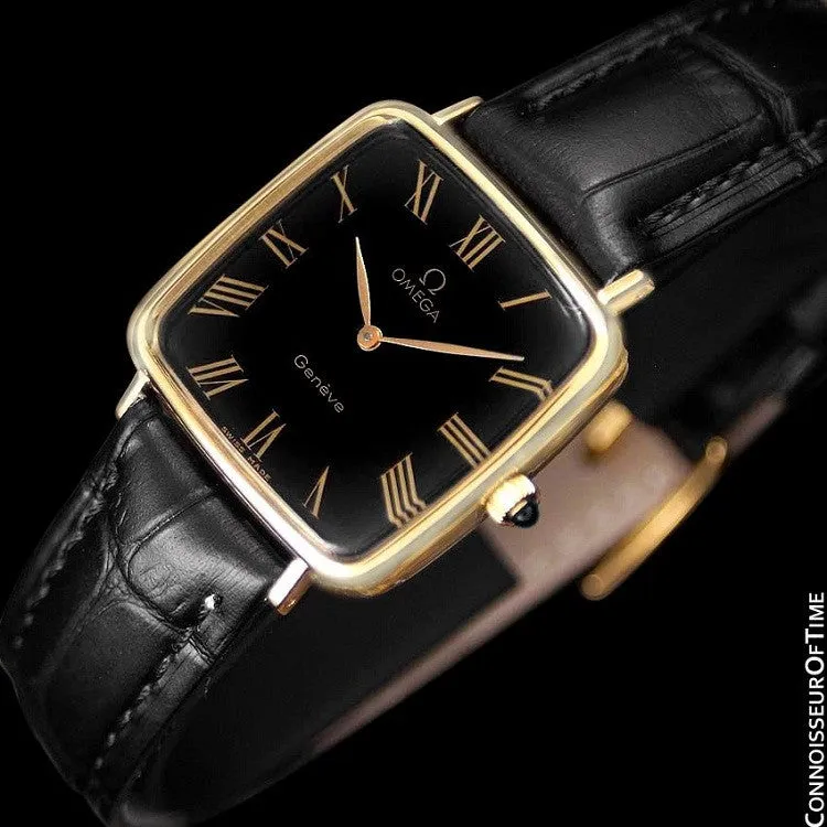 1977 Omega Geneve Vintage Midsize Handwound Ultra Slim Watch - 18K Gold Plated & Stainless Steel