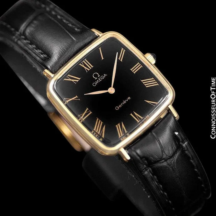 1977 Omega Geneve Vintage Midsize Handwound Ultra Slim Watch - 18K Gold Plated & Stainless Steel