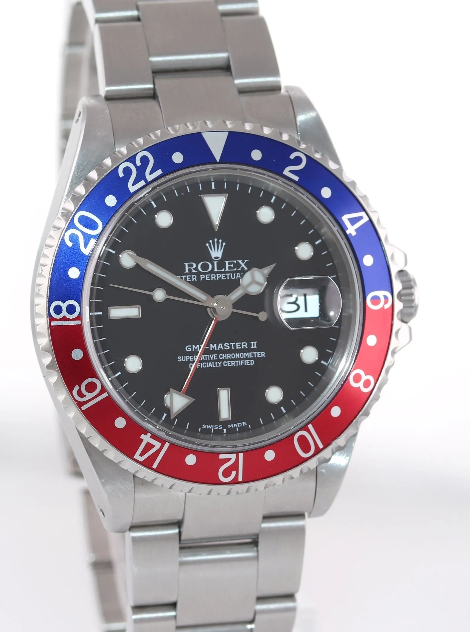 2000 Rolex GMT-Master II Pepsi Steel Blue Red 16710 Watch SEL Box