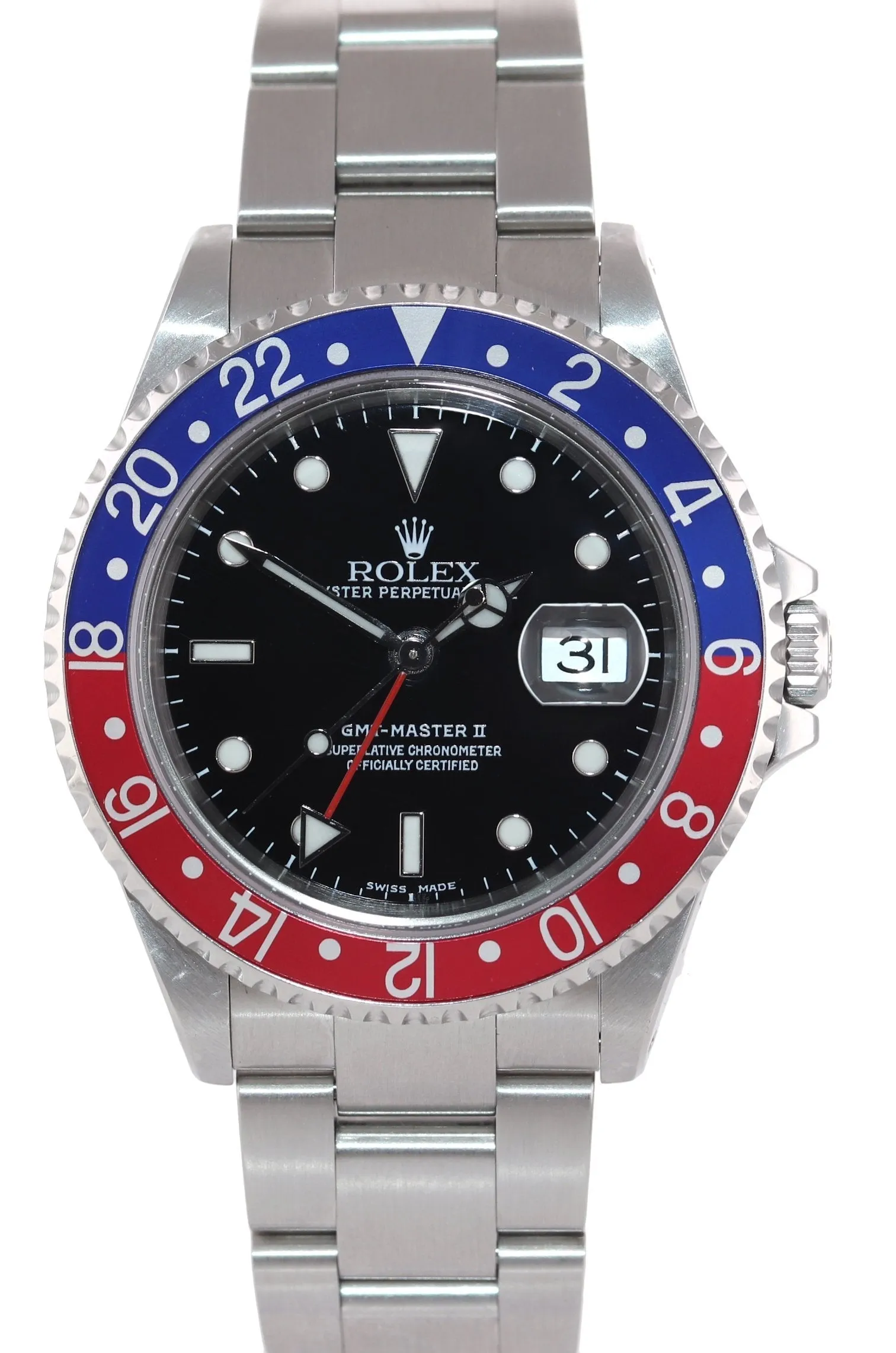 2000 Rolex GMT-Master II Pepsi Steel Blue Red 16710 Watch SEL Box