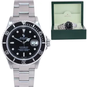 2002 Rolex Submariner Date 16610 Steel Black Dial 40mm Oyster Watch Box