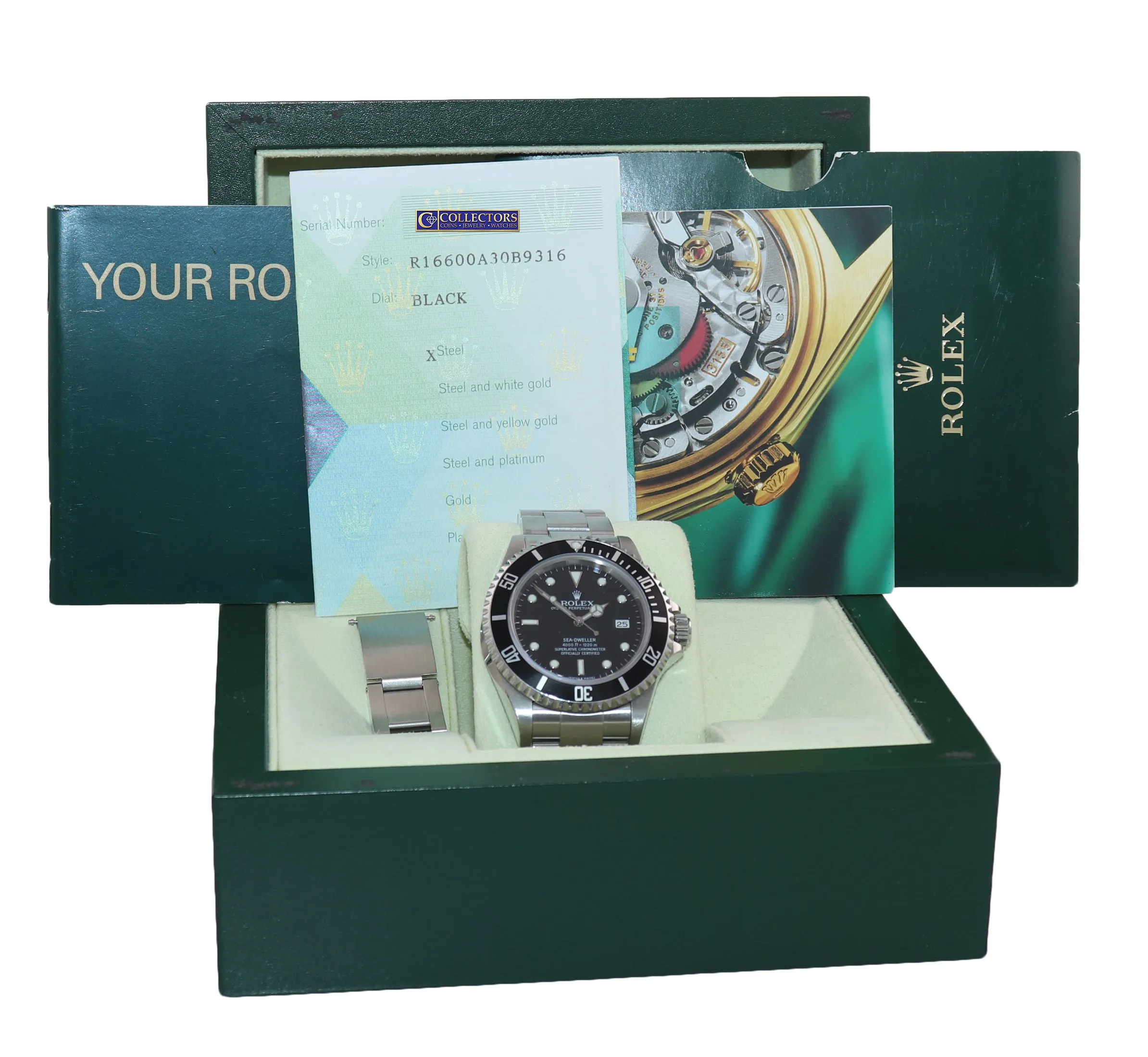 2005 PAPERS MINT Rolex Sea-Dweller Steel 16600 Black Dial Date 40mm Watch Box