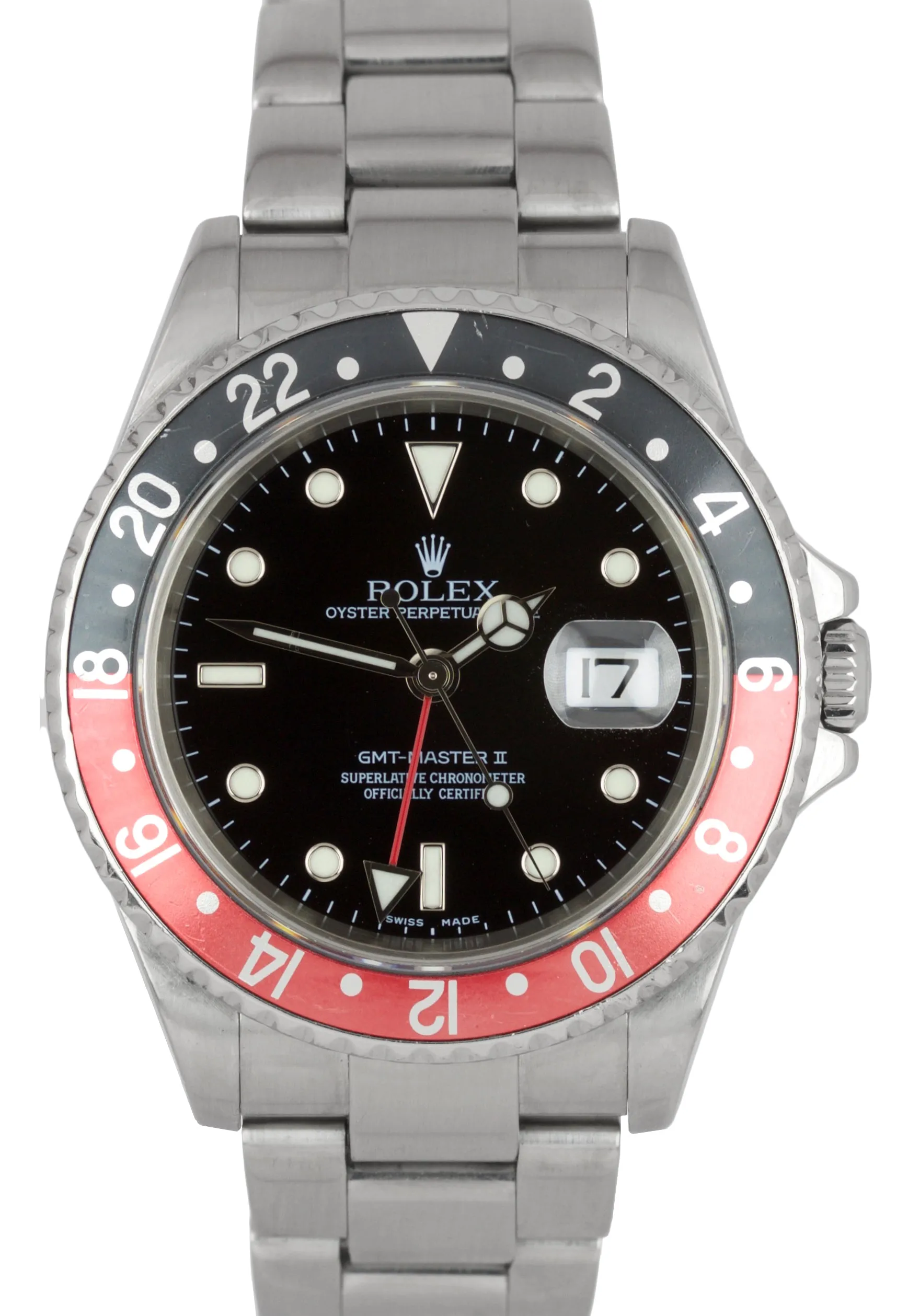 2005 Rolex GMT-Master II Coke F SERIAL Stainless Steel NO HOLES 40mm 16710 Watch