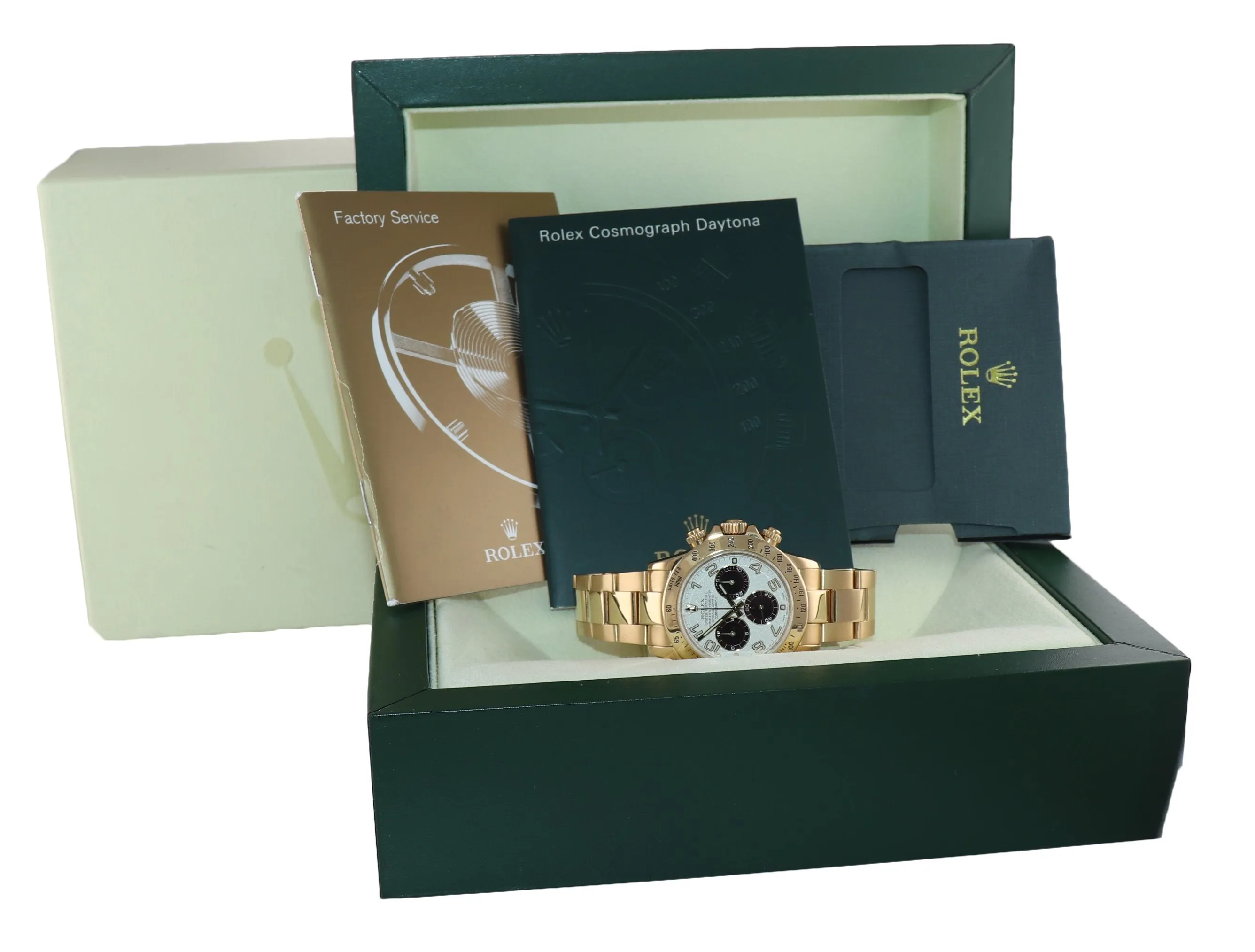 2006 Rolex Daytona 116528 White Panda Dial 18K Yellow Gold 40mm Watch Box