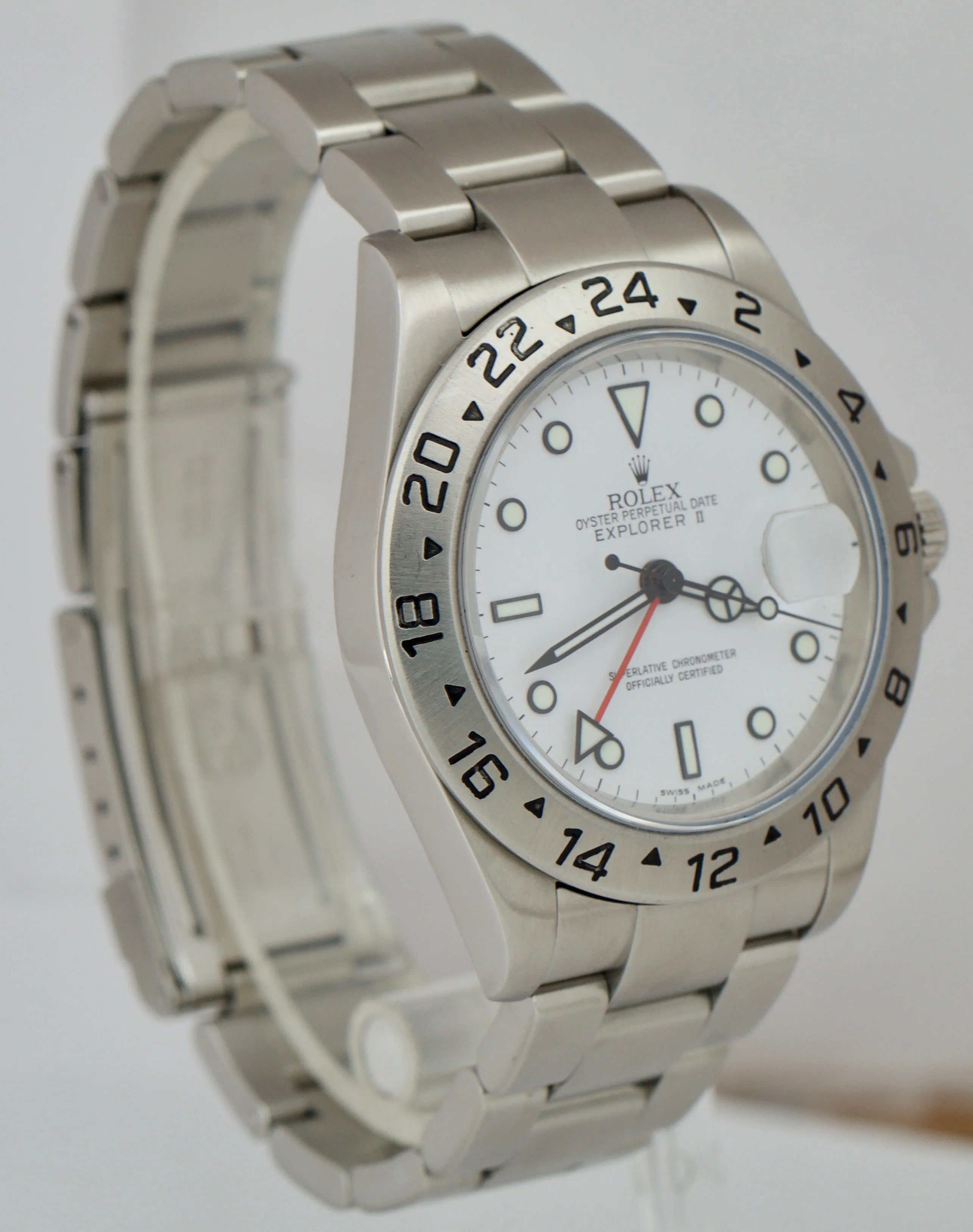 2007 Rolex Explorer II NO-HOLES Polar White GMT Stainless 40mm 16570 T Watch