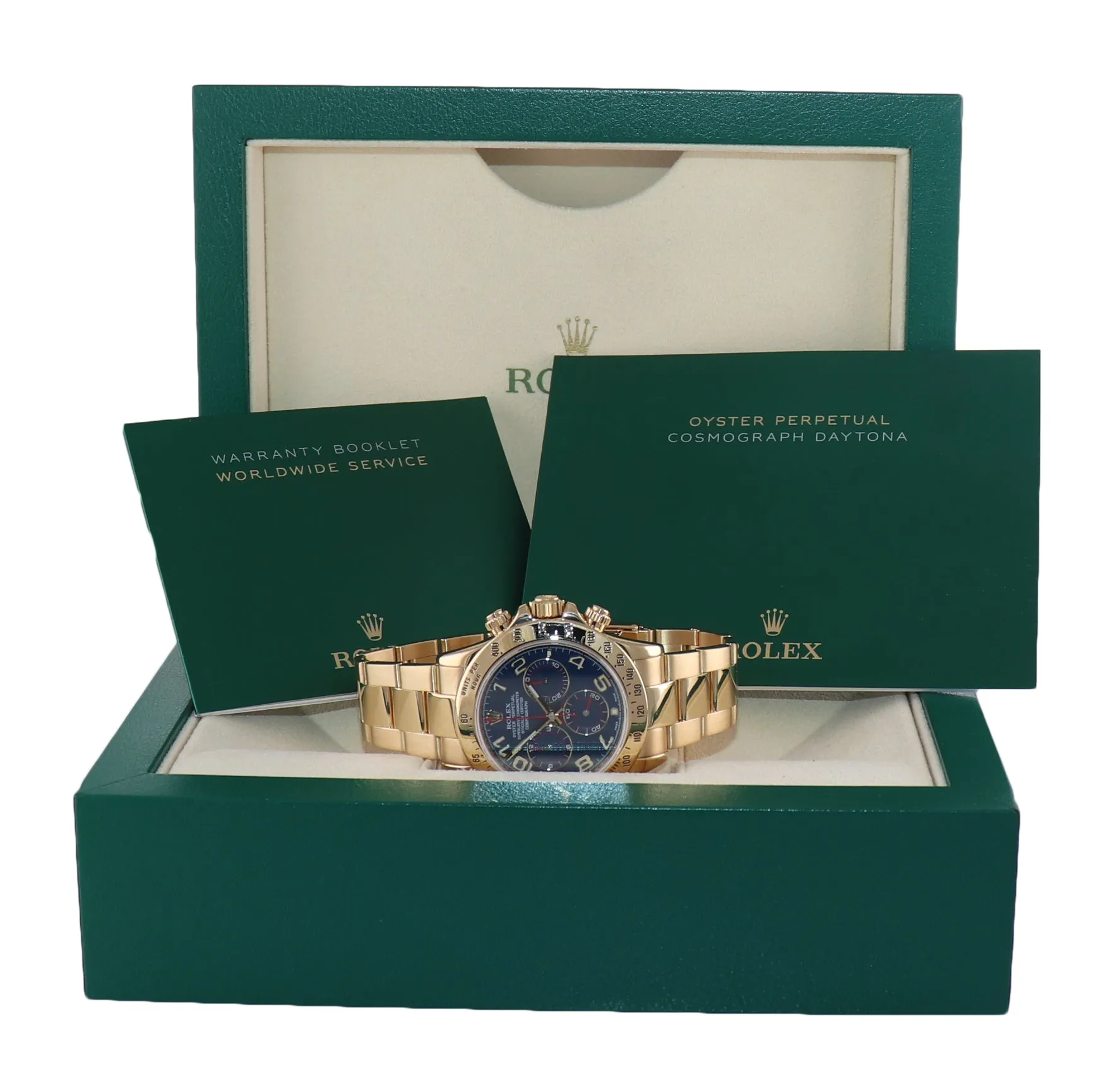 2008 BLUE RACING Rolex Daytona 116528 Yellow Gold 40mm Watch Box