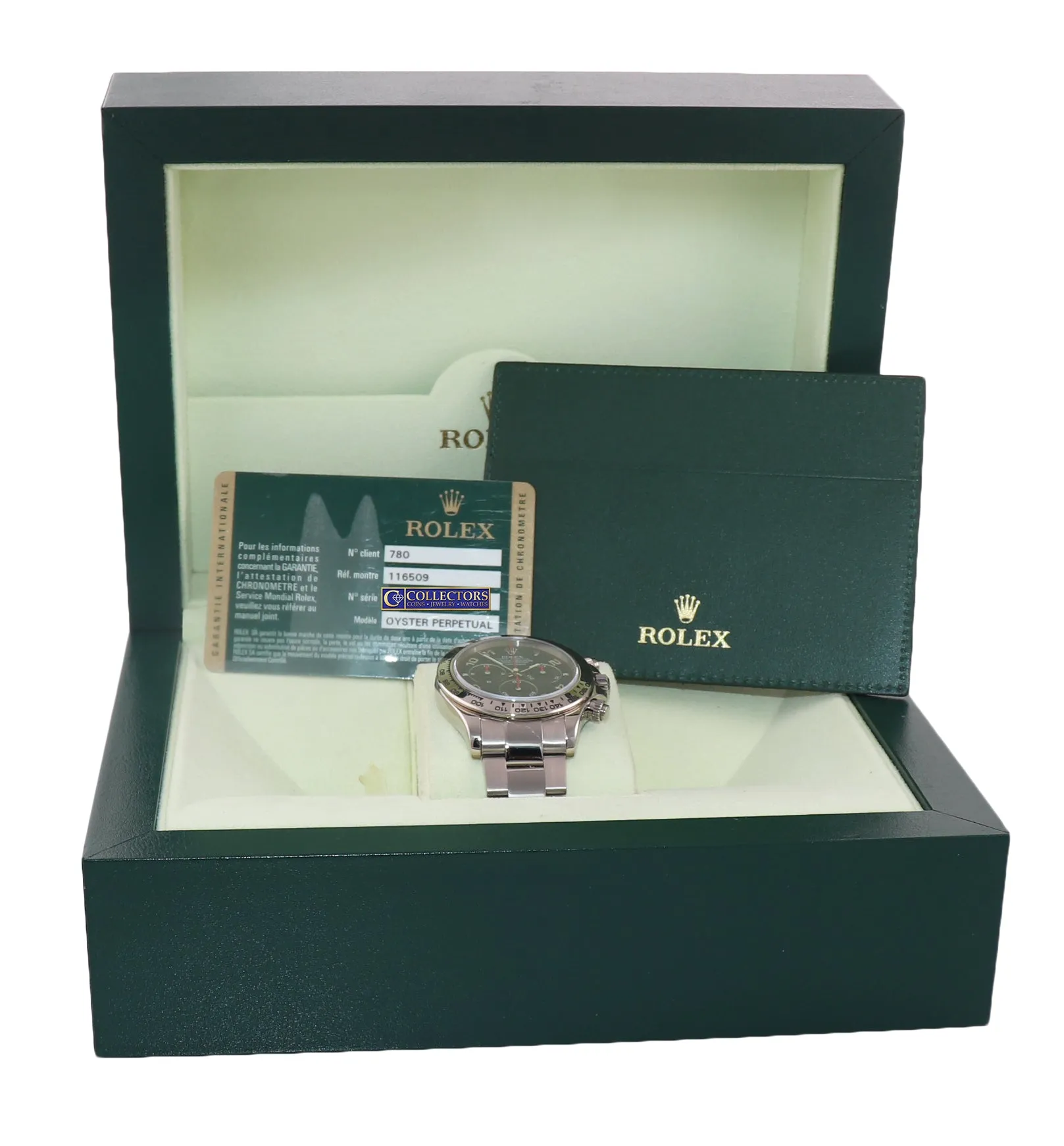 2008 MINT PAPERS Rolex Daytona Black Racing Dial 116509 18k White Gold Watch Box