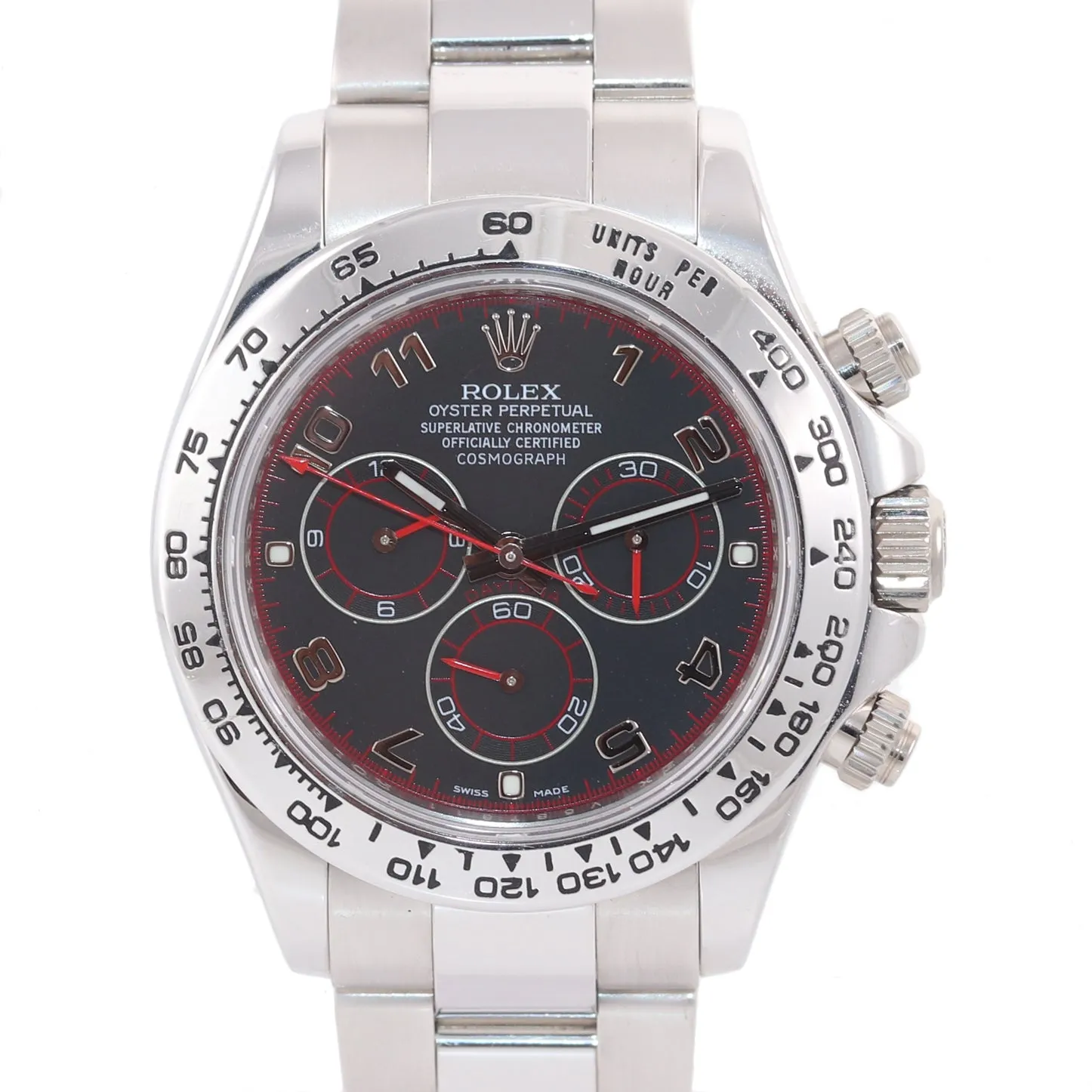 2010 MINT NEW BUCKLE Rolex Daytona Black Racing Dial 116509 18k White Gold Watch