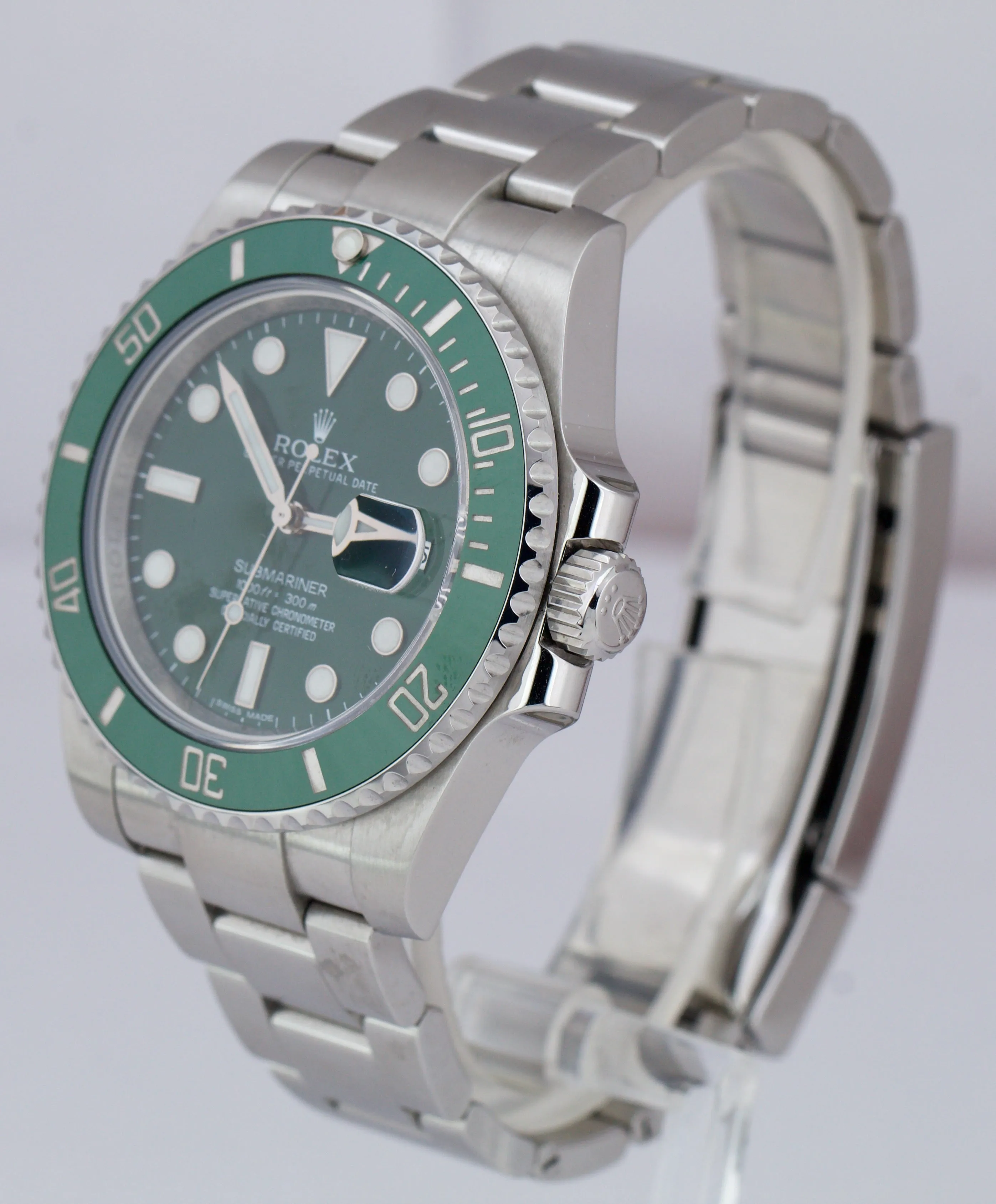 2012 UNPOLISHED Rolex Submariner Date Hulk Green Ceramic 40mm Watch 116610 LV BP