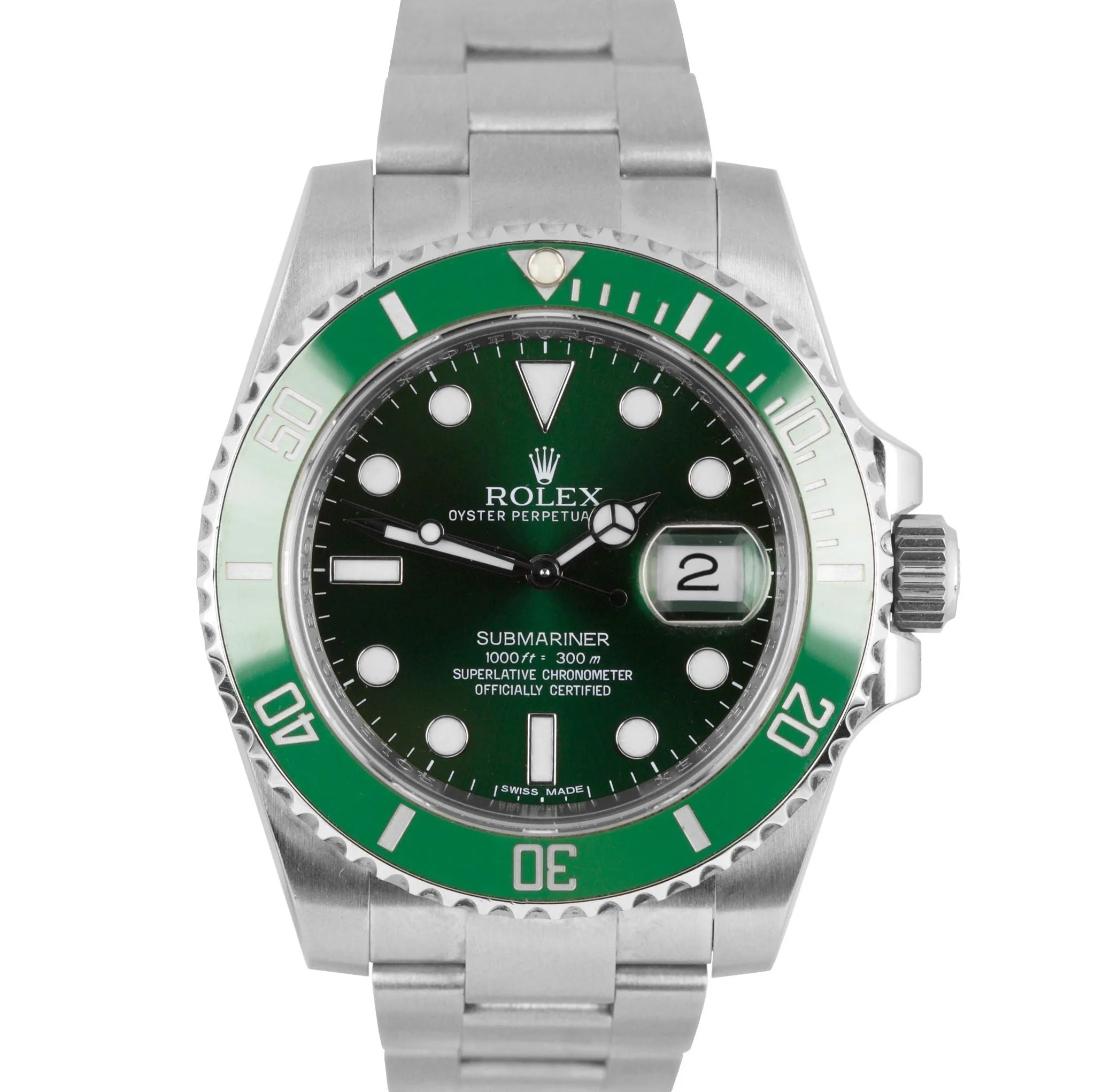 2012 UNPOLISHED Rolex Submariner Date Hulk Green Ceramic 40mm Watch 116610 LV BP