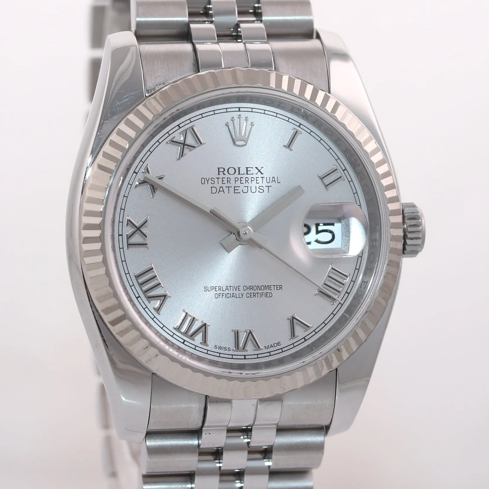 2013 Papers Rolex DateJust Steel Rhodium Dial 116234 36mm Super Jubilee Watch Bo
