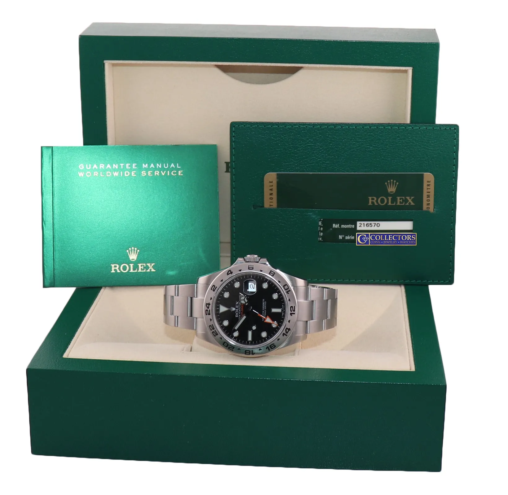 2013 PAPERS Rolex Explorer II 42mm 216570 Black Dial Steel GMT Date Watch Box
