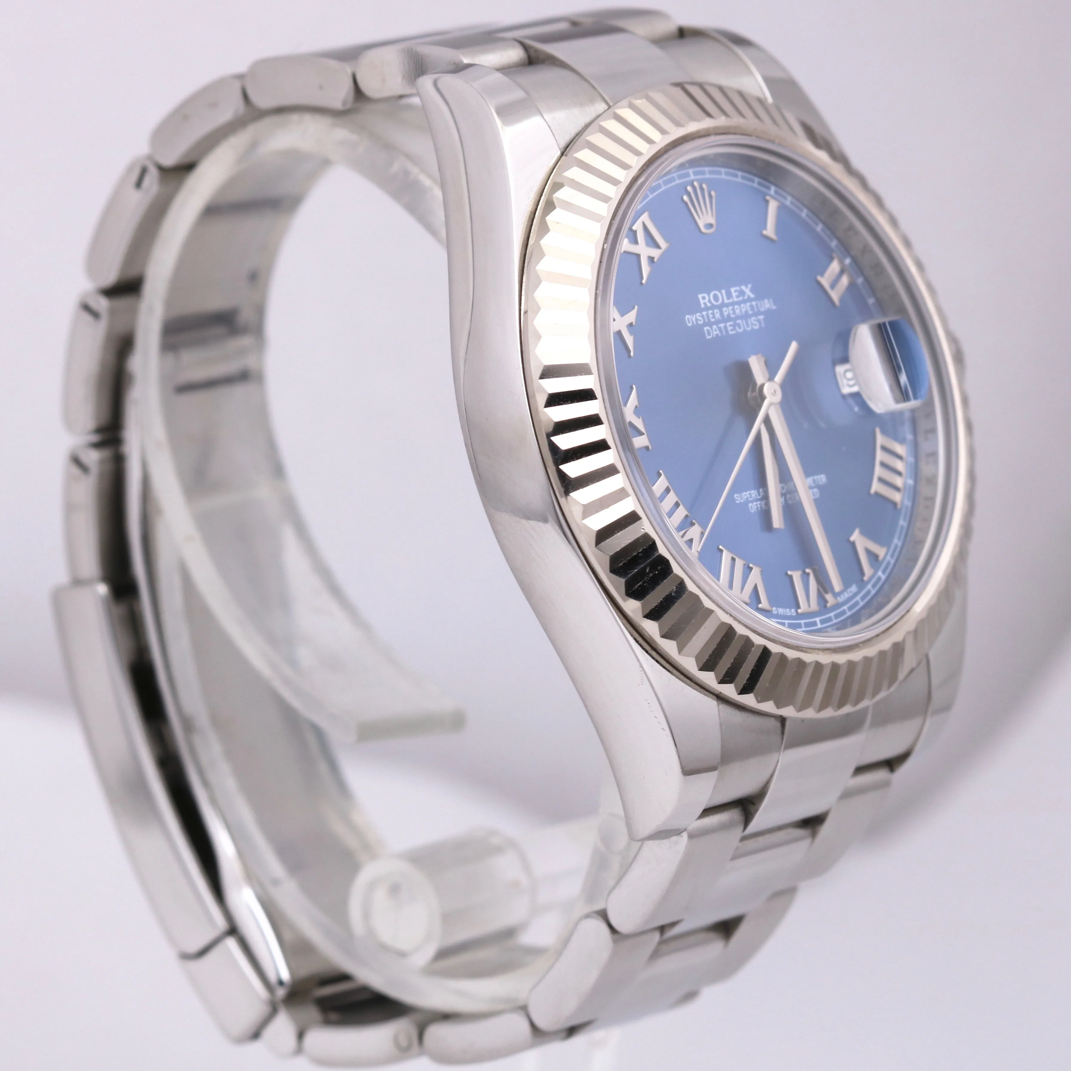 2013 Rolex Datejust II Blue Azzurro 41mm Stainless 18K White Gold Watch 116334