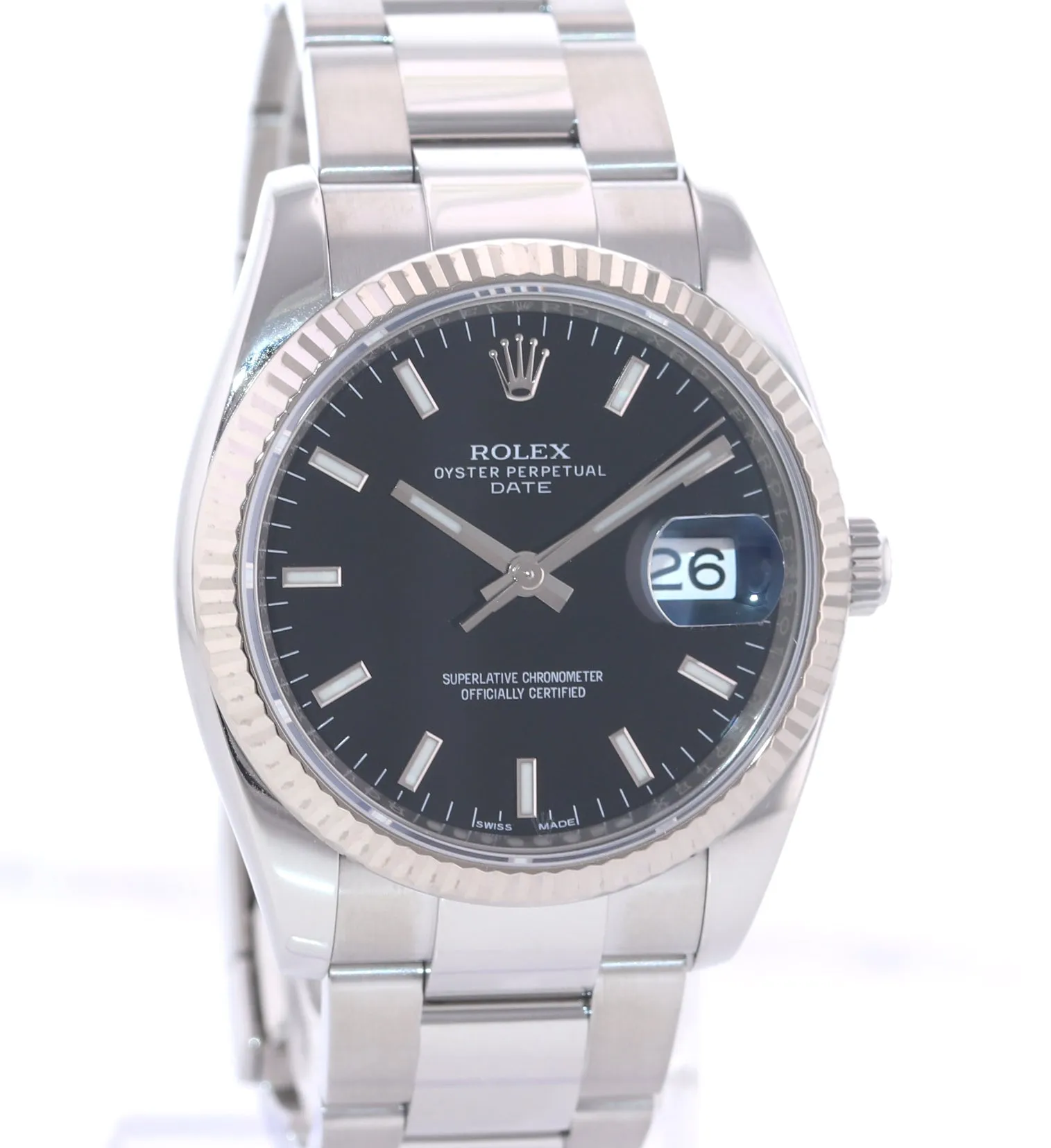 2014 Rolex Date 115234 Black Oyster Perpetual Fluted Watch Box