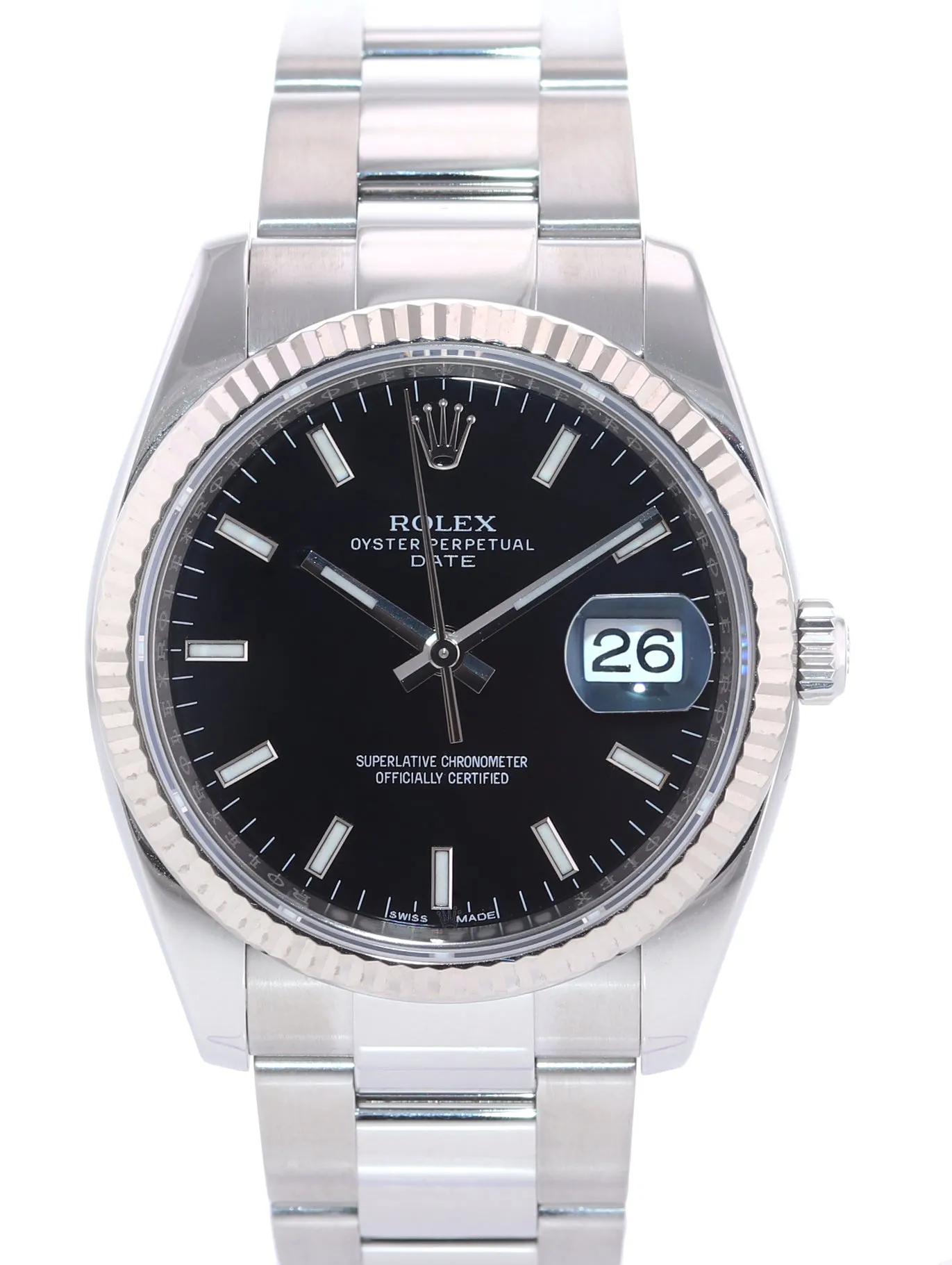2014 Rolex Date 115234 Black Oyster Perpetual Fluted Watch Box