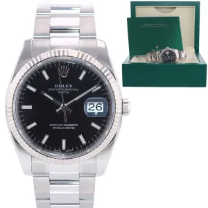 2014 Rolex Date 115234 Black Oyster Perpetual Fluted Watch Box