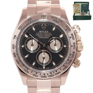 2015 PAPERS MINT Rolex Daytona 18k Rose Gold 116505 Black Dial Watch Box