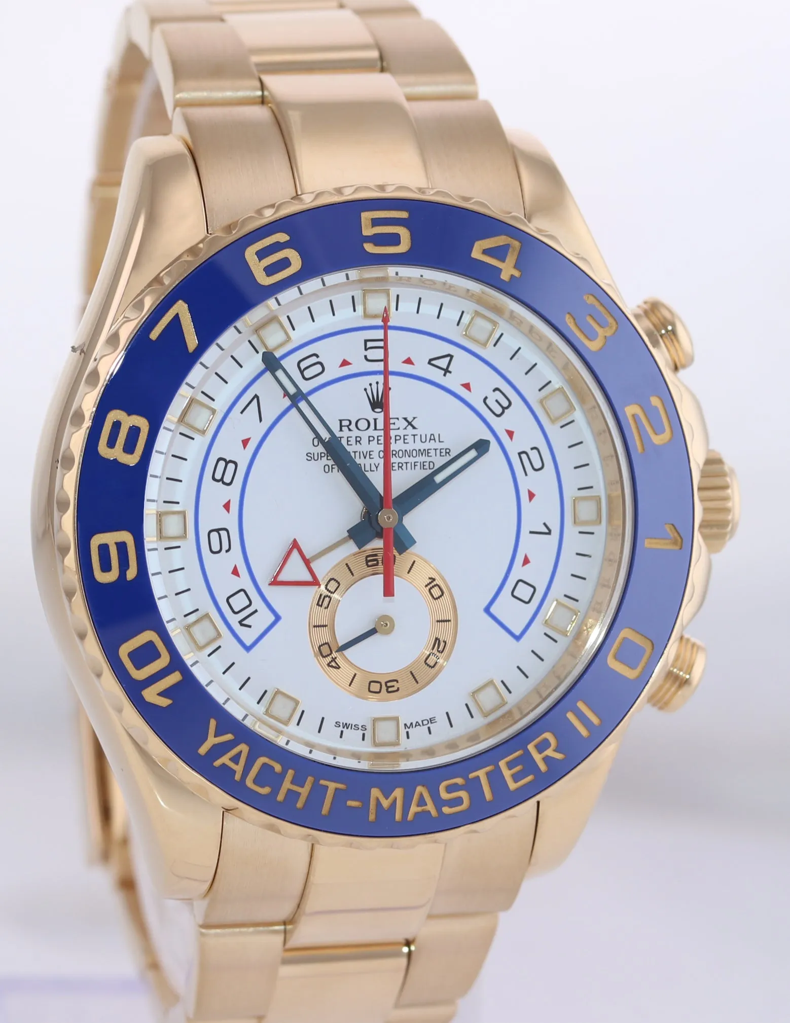 2016 PAPERS BLUE HANDS Men's Rolex Yacht-Master 2 Yellow Gold 116688 44mm Watch