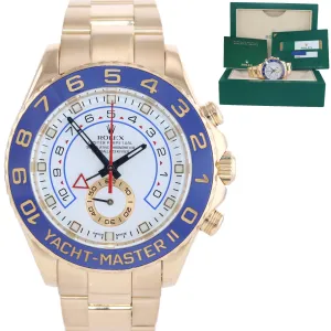 2016 PAPERS BLUE HANDS Men's Rolex Yacht-Master 2 Yellow Gold 116688 44mm Watch