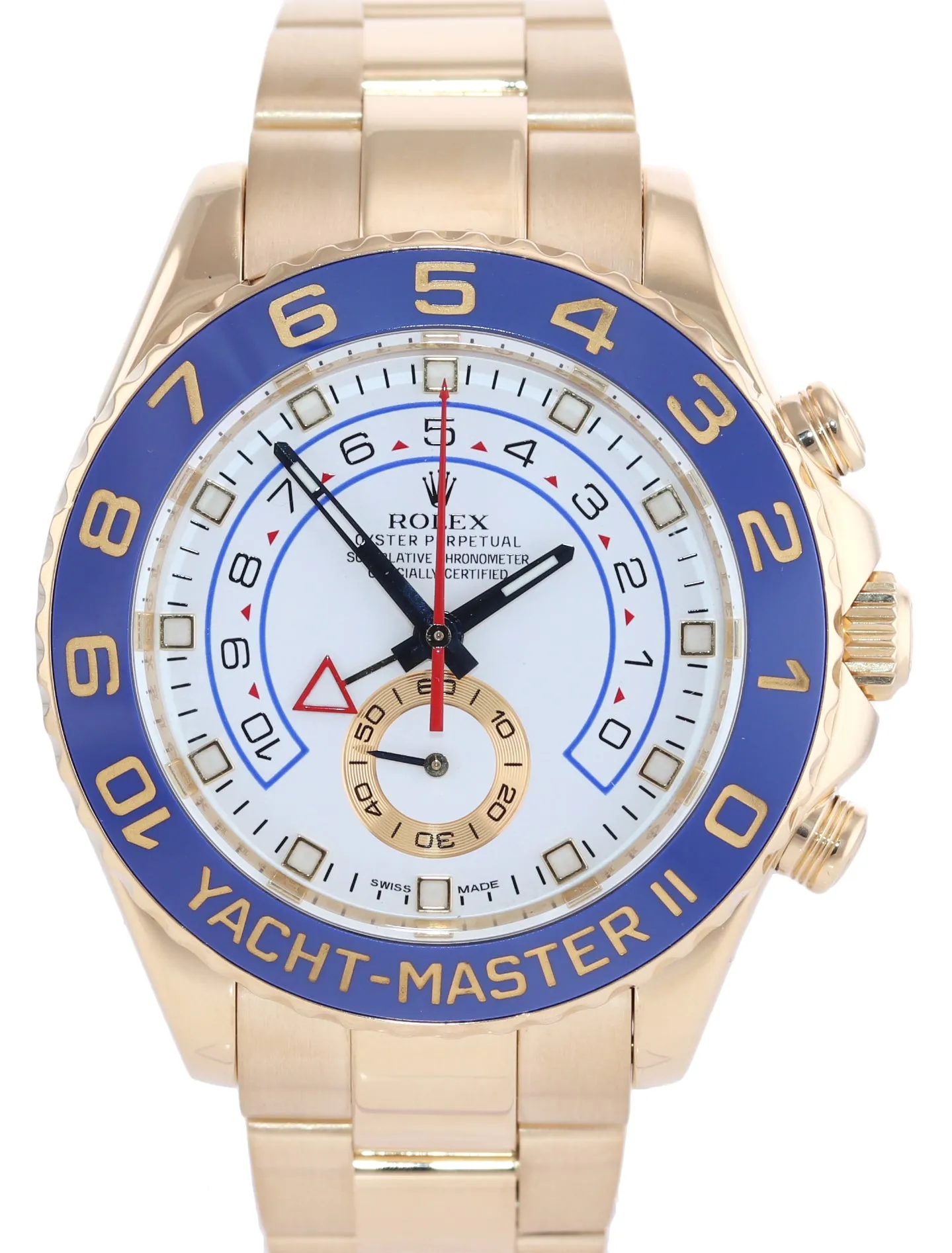 2016 PAPERS BLUE HANDS Men's Rolex Yacht-Master 2 Yellow Gold 116688 44mm Watch