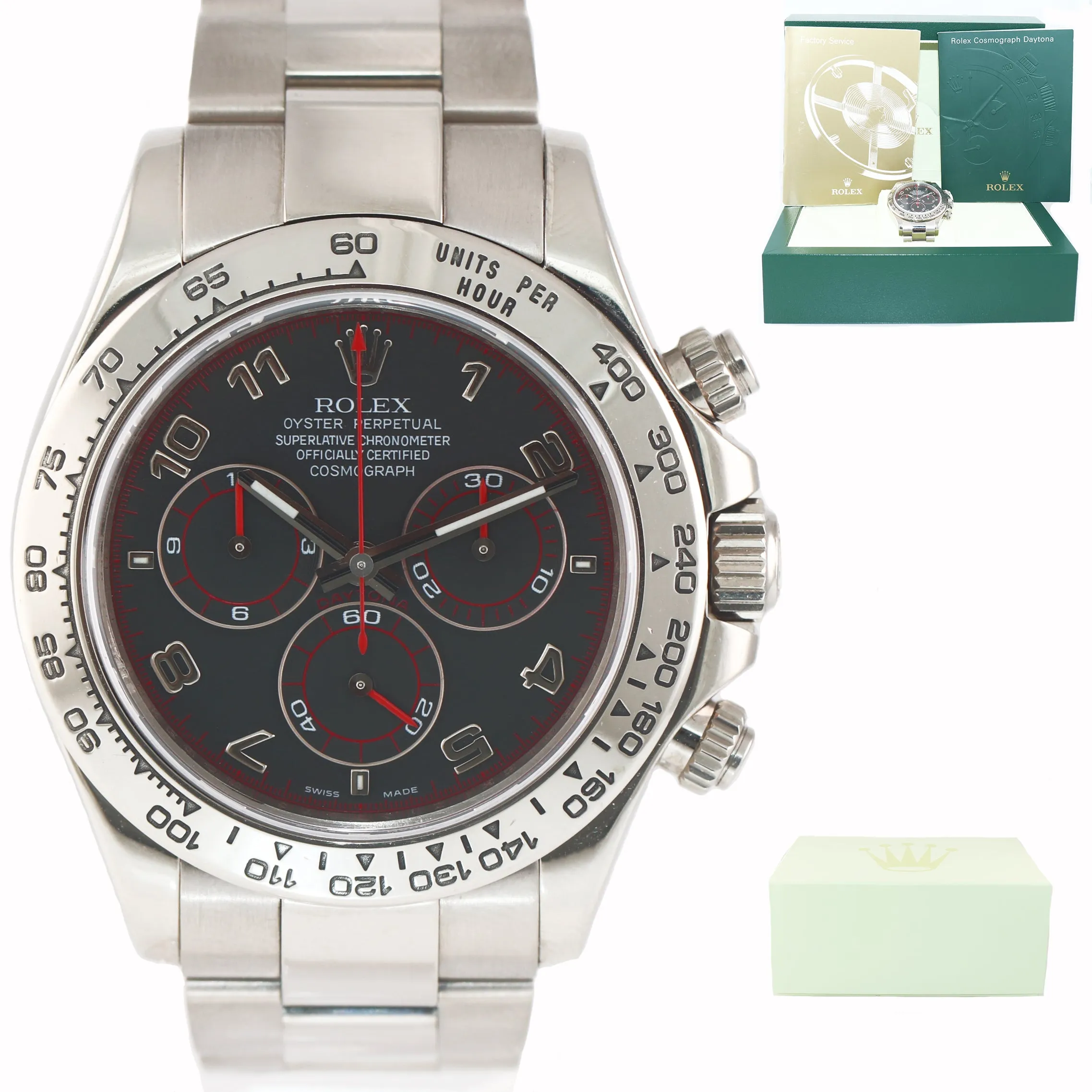 2016 RSC PAPERS Rolex Daytona Black Racing Dial 116509 18k White Gold Watch Box