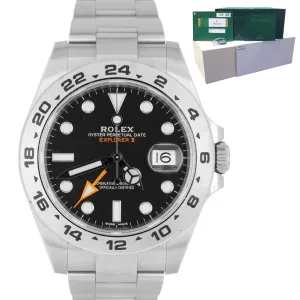 2018 LNIB Rolex Explorer II 42mm 216570 Black Orange Stainless GMT Date Watch