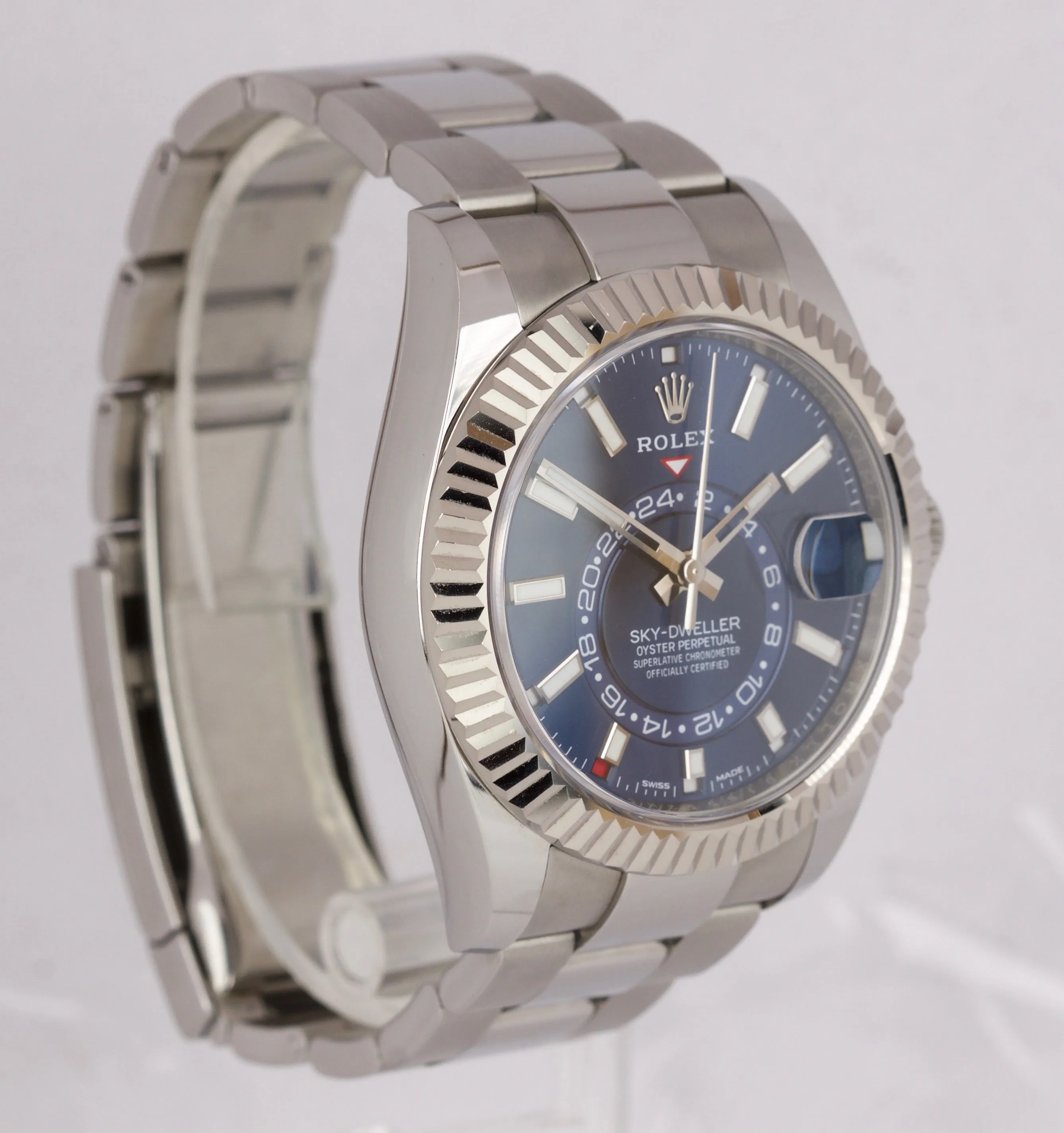 2019 MINT Rolex Sky-Dweller Stainless White Gold BLUE DIAL 326934 42mm Watch