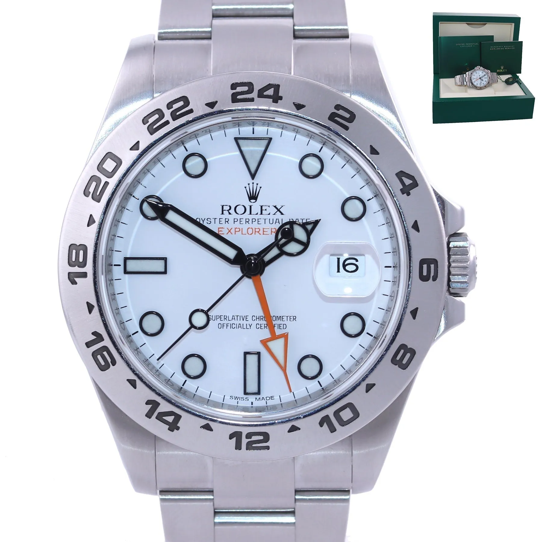 2019 Rolex Explorer II 42mm Polar 216570 White Steel Oyster GMT Watch Box