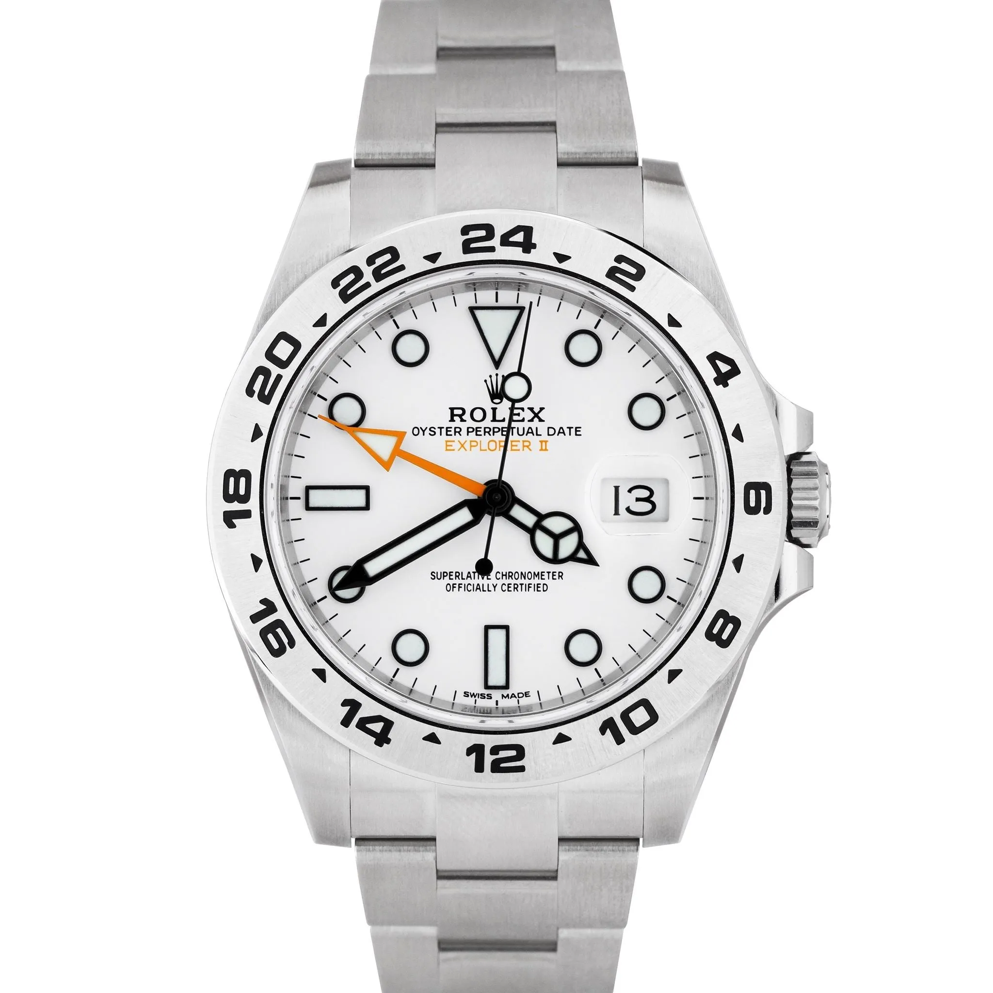 2019 Rolex Explorer II 42mm White Orange Stainless Steel GMT Date Watch 216570