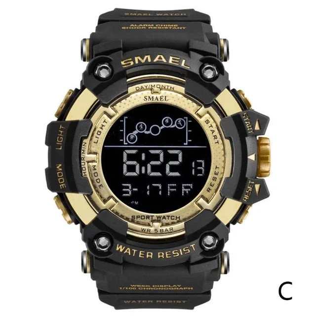 2019 Smael Single Display Multi-function Electronic Sports Waterproof Student Table Calendar Week Night Light Watch Men Watches
