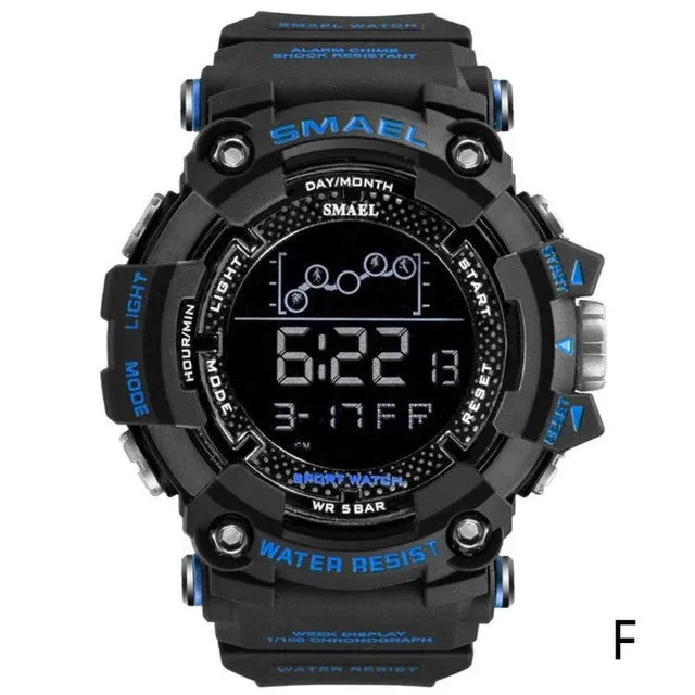 2019 Smael Single Display Multi-function Electronic Sports Waterproof Student Table Calendar Week Night Light Watch Men Watches