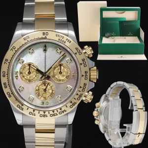 2020 MINT Rolex Daytona 116503 Dark Mop Crystal 8 Diamond Two Tone Gold Watch Box