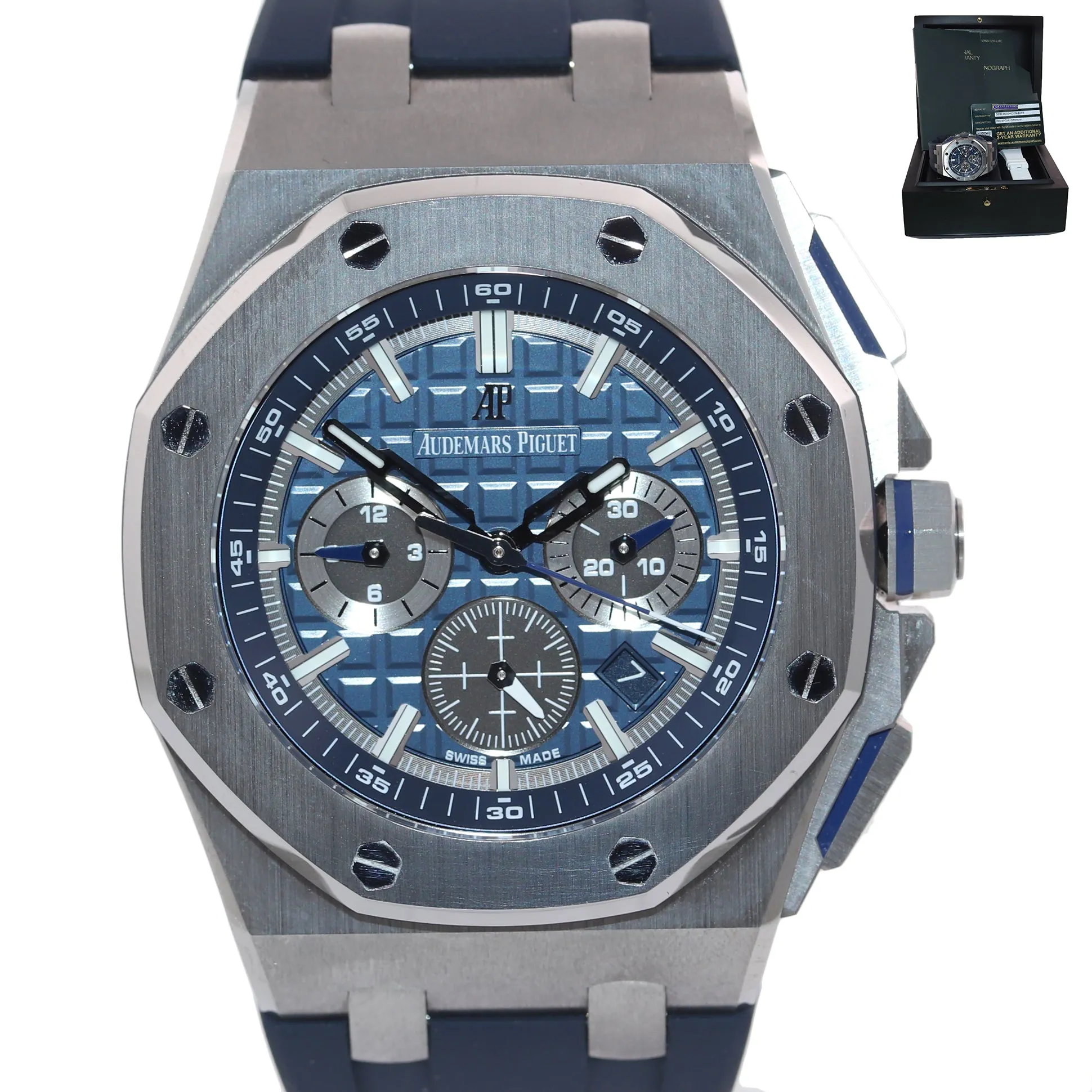 2020 PAPERS NEW Audemars Piguet AP Royal Oak Offshore Chrono 26480 Blue Watch