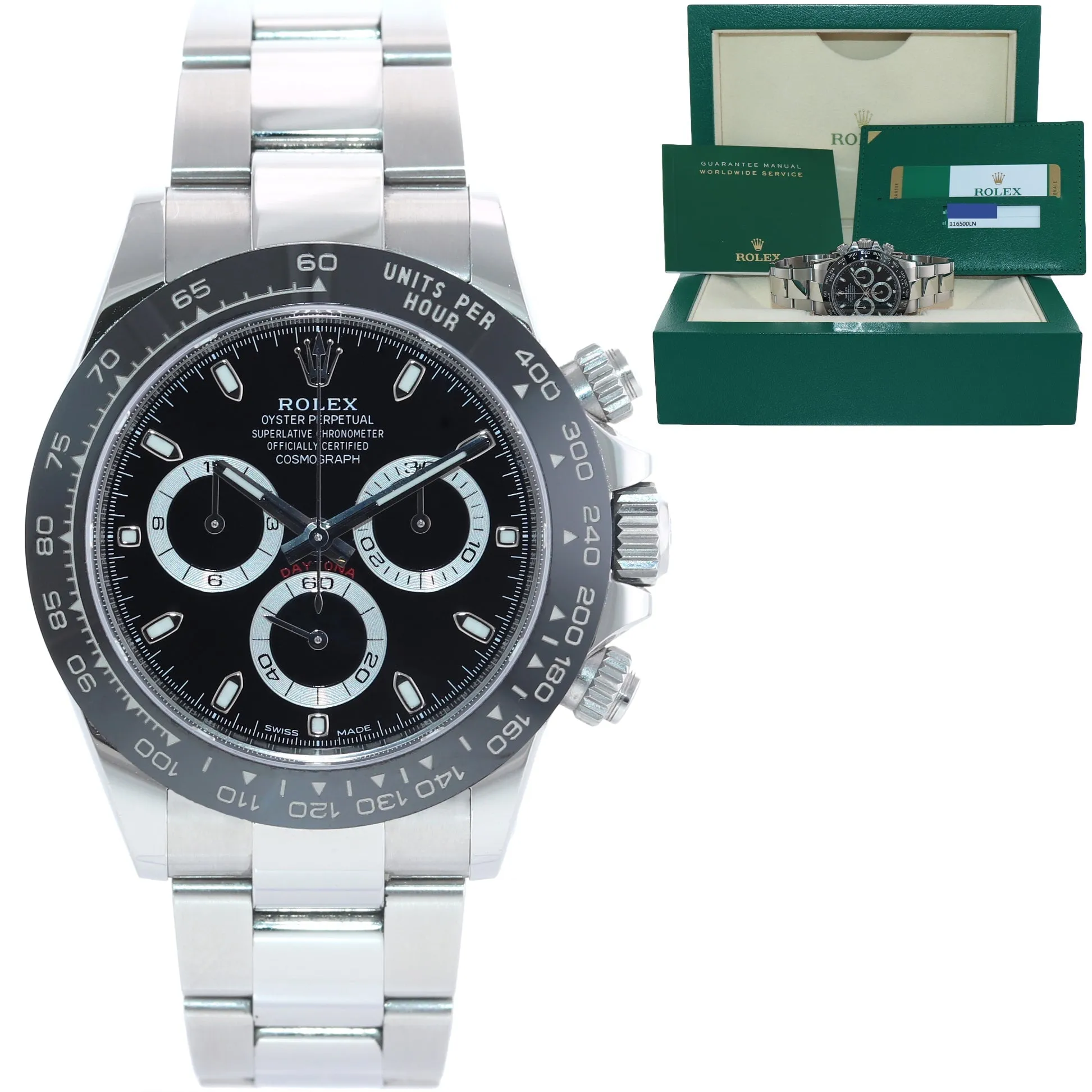2020 PAPERS Rolex Daytona 116500 Black Ceramic Steel 40mm Watch Box