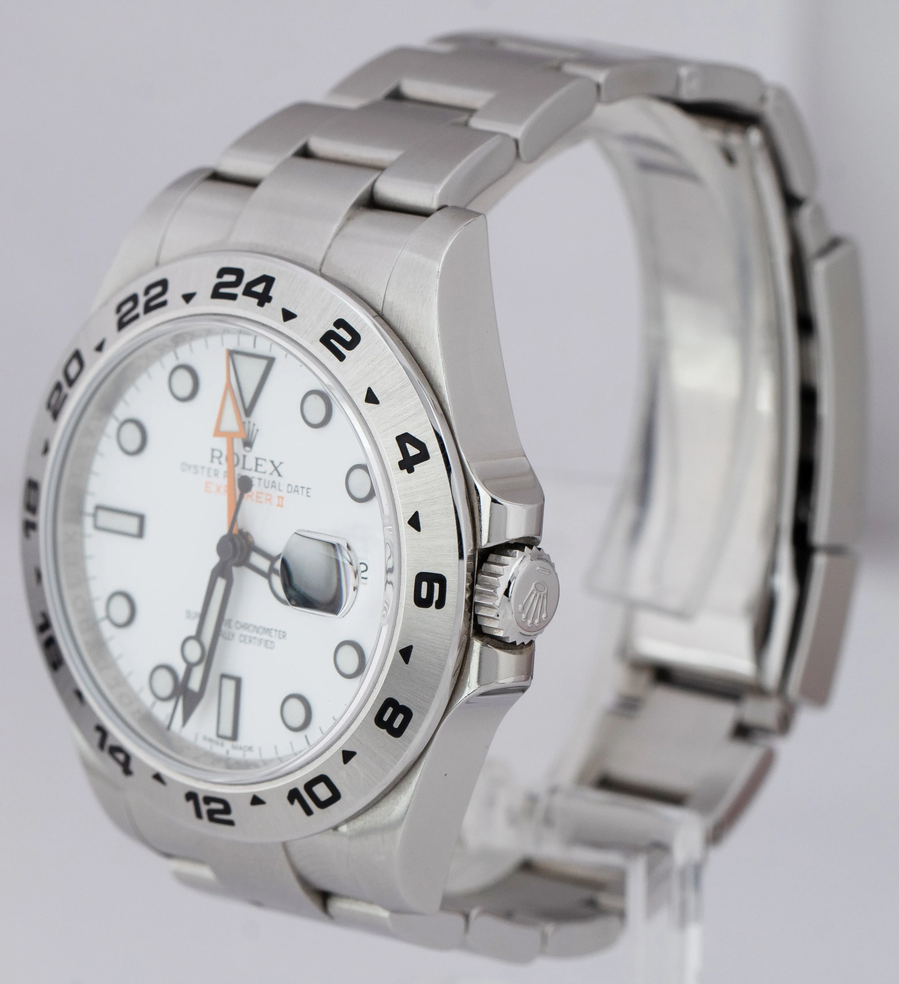 2020 Rolex Explorer II 42mm Polar White Orange Stainless Steel Watch 216570