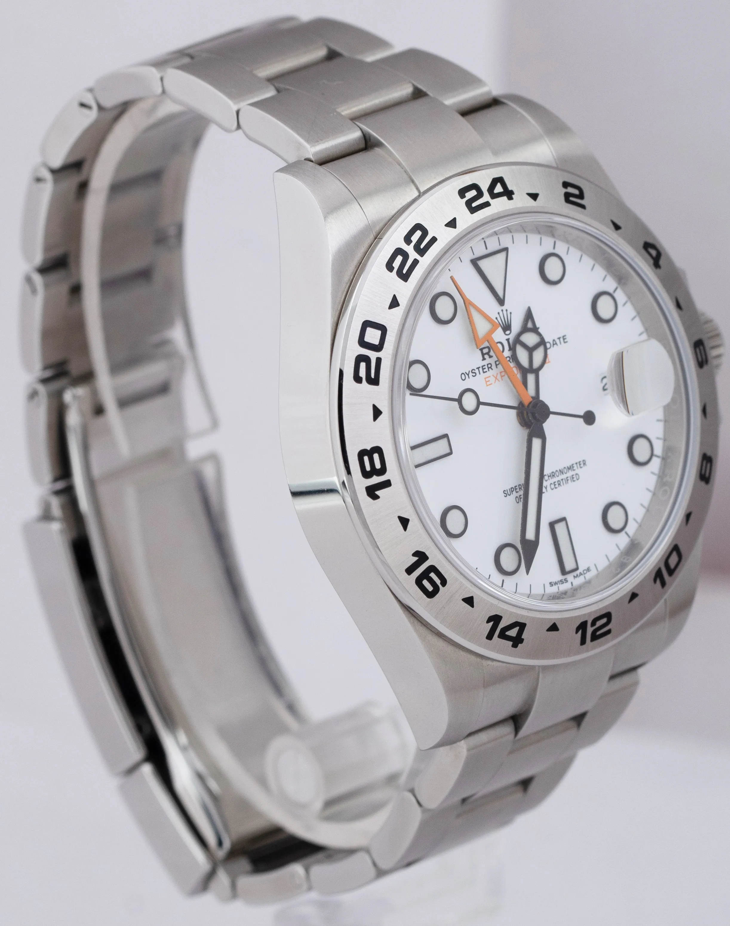 2020 Rolex Explorer II White Orange Stainless 42mm GMT Date Watch 216570 B P
