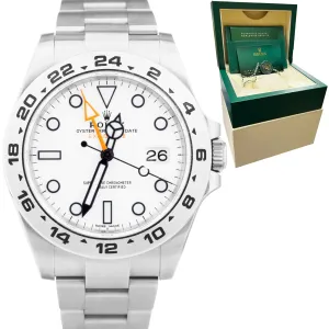 2020 Rolex Explorer II White Orange Stainless 42mm GMT Date Watch 216570 B P