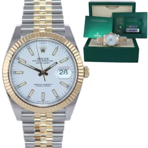 2021 PAPERS Rolex DateJust 41 126333 Two Tone Gold Jubilee White Dial 41 Watch