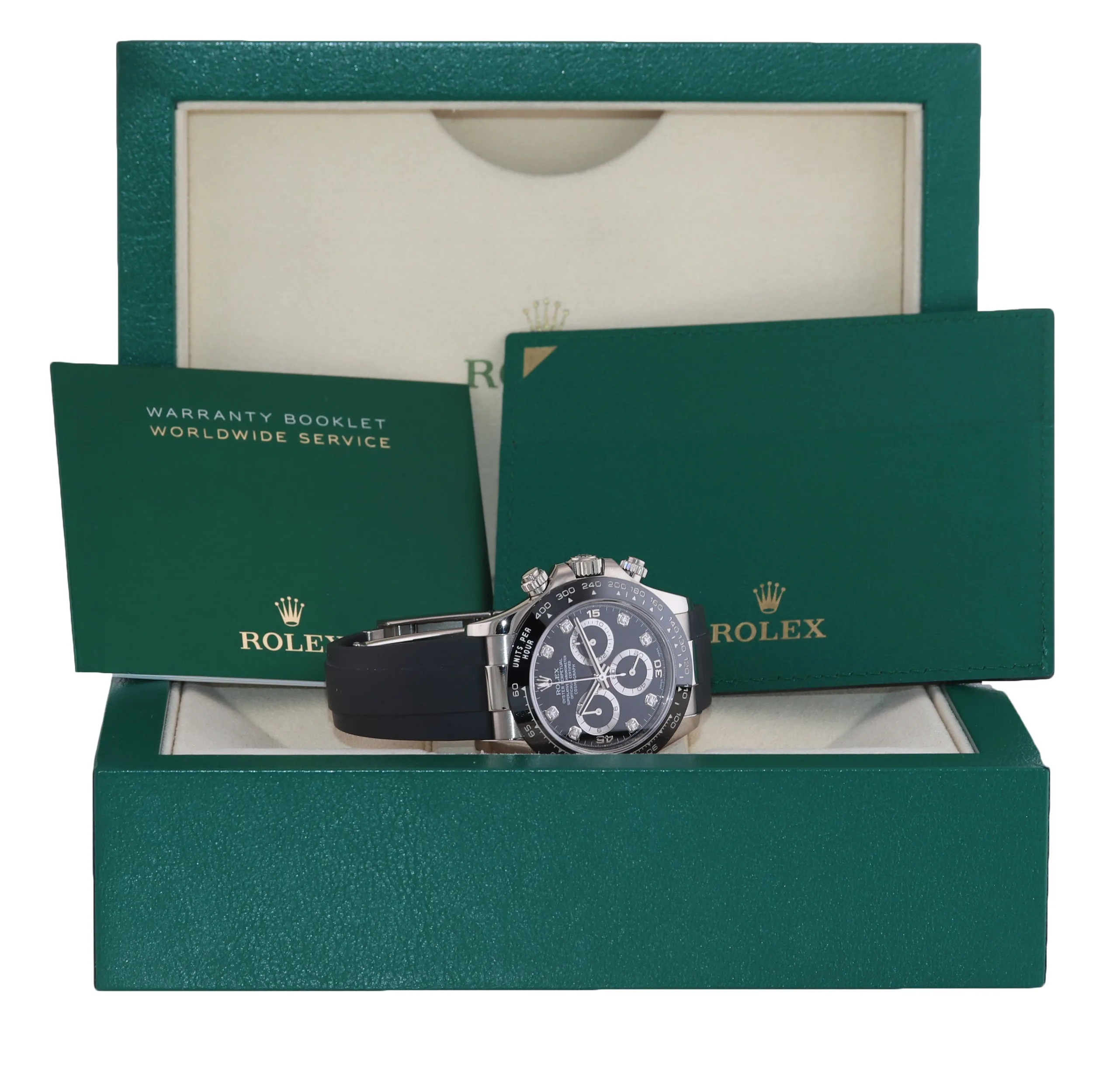 2021 Rolex Daytona Cosmograph 116519LN White Gold Ceramic Diamond Black Watch