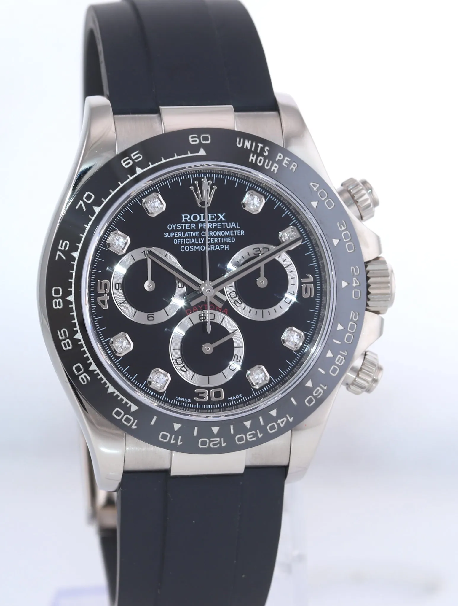 2021 Rolex Daytona Cosmograph 116519LN White Gold Ceramic Diamond Black Watch
