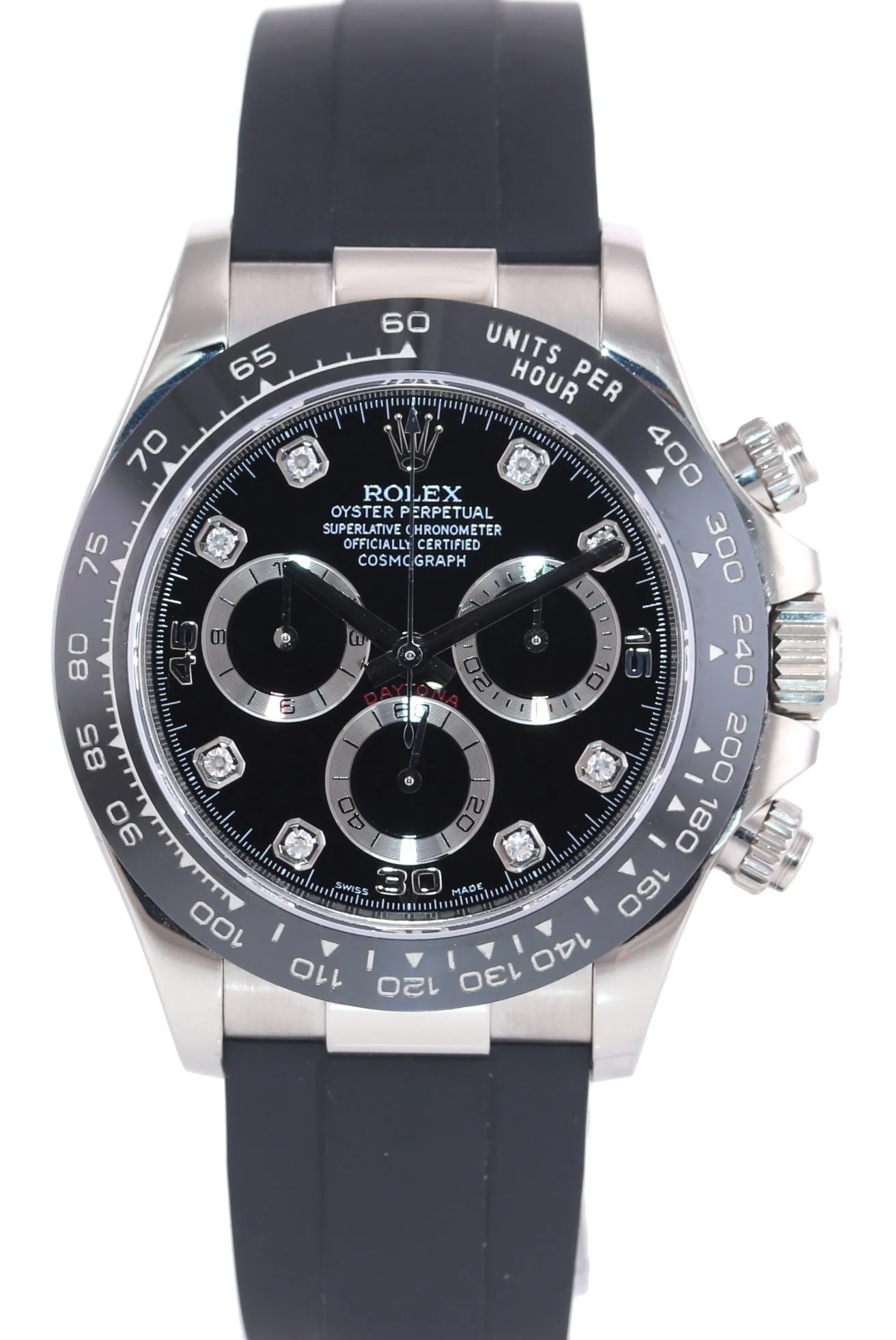 2021 Rolex Daytona Cosmograph 116519LN White Gold Ceramic Diamond Black Watch