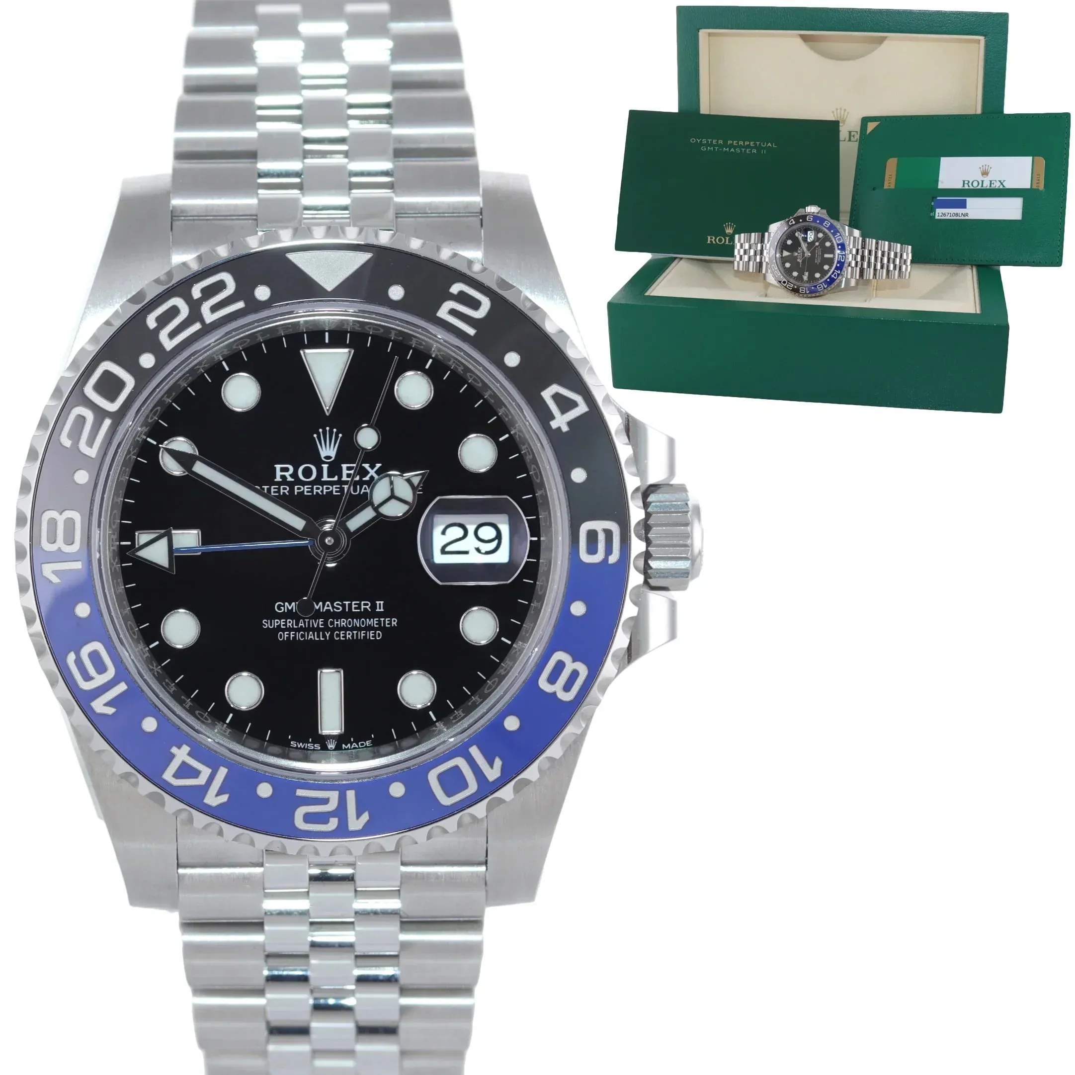 2022 Rolex 126710 BLNR GMT Master Batman Black Blue Oyster Ceramic Watch