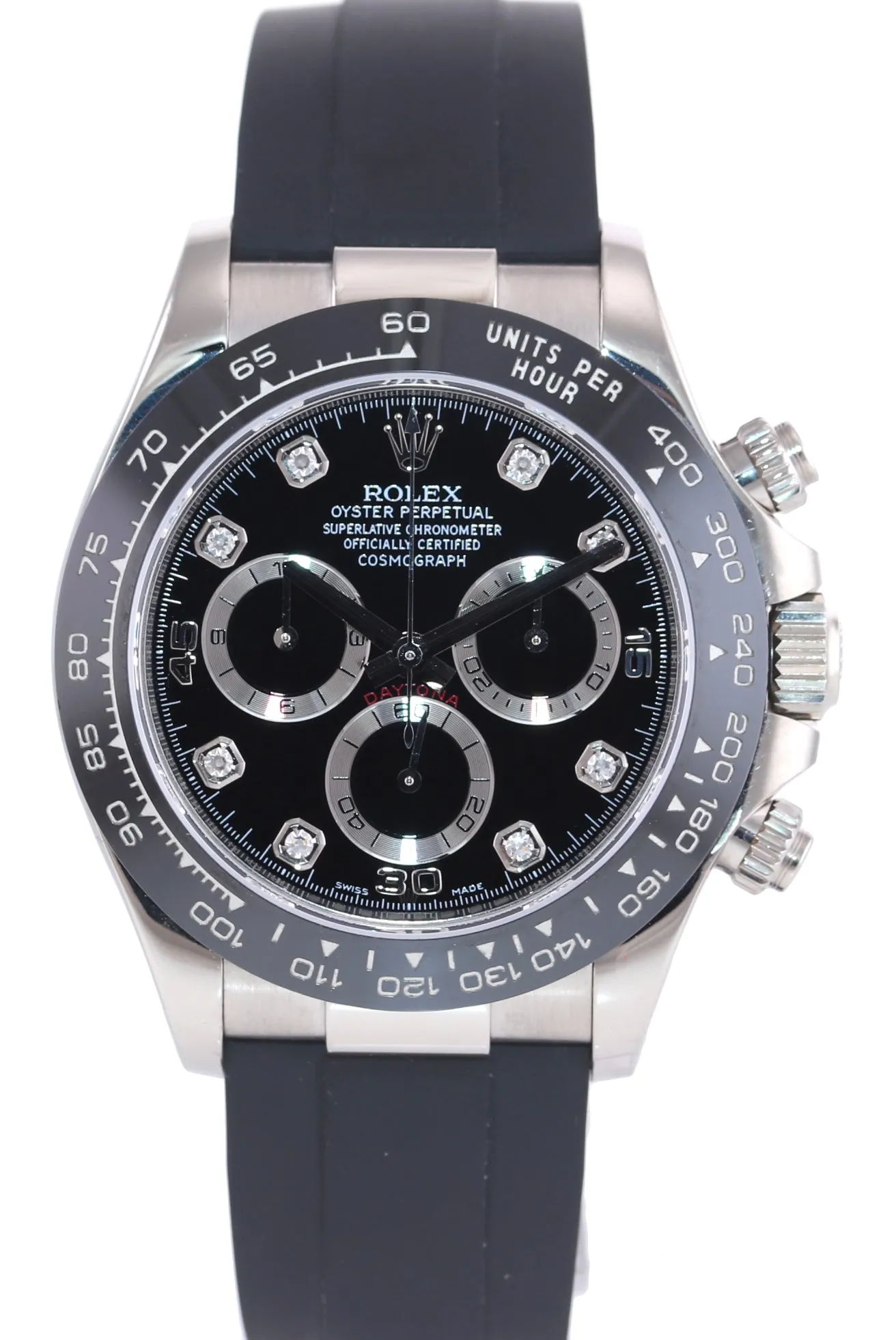 2022 Rolex Daytona Cosmograph 116519LN White Gold Ceramic Diamond Black Watch