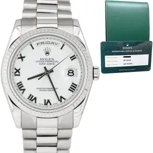 2022 RSC Day-Date President 36mm 18K White Gold White Roman Dial Watch 118239