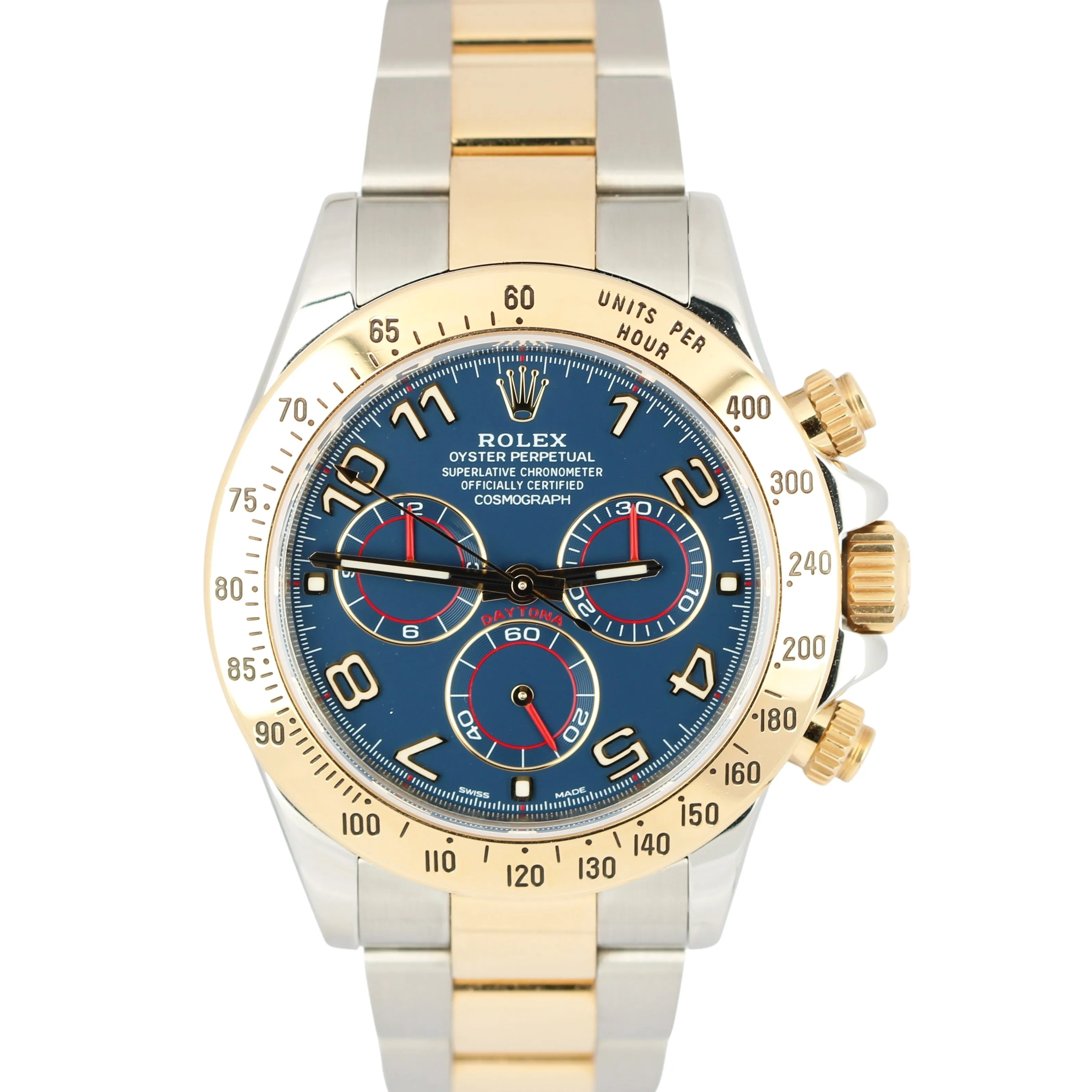 2022 RSC Rolex Daytona BLUE RACING Two-Tone Gold Stainless 116523 40mm Watch
