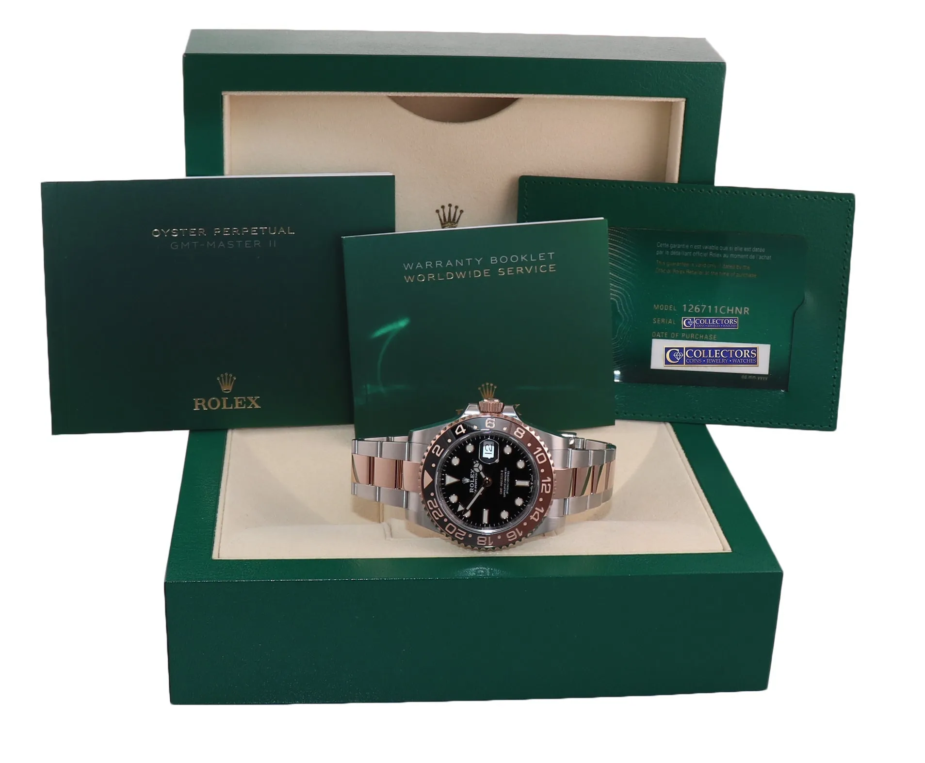 2024 NEW PAPERS Rolex GMT Master Root Beer Rose Gold 126711 CHNR Watch Box
