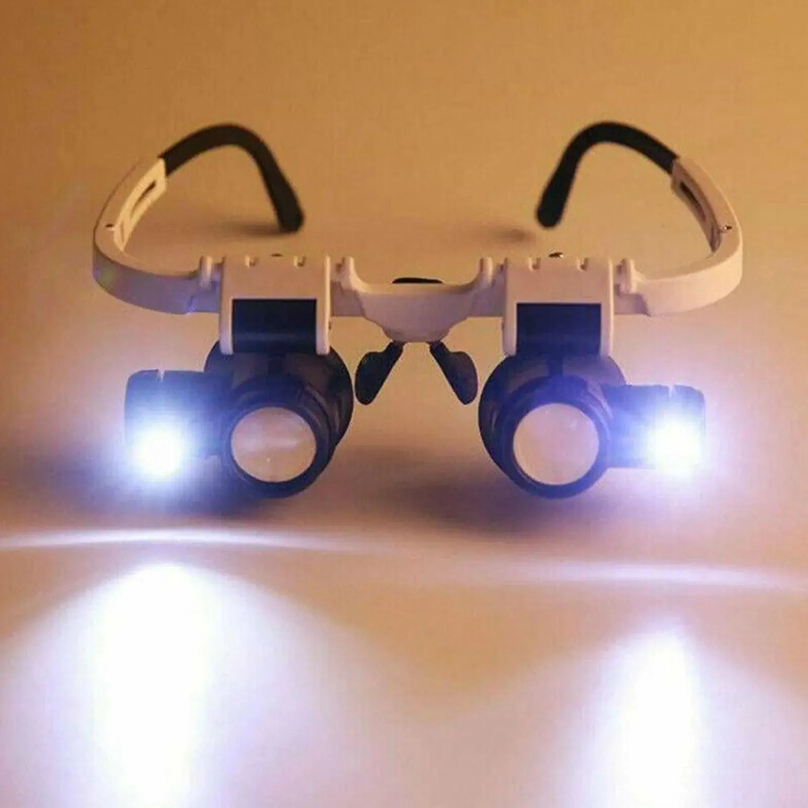 2XLED Watch Jeweller Repair Magnifier eye glasses Adjustable Magnifying Head