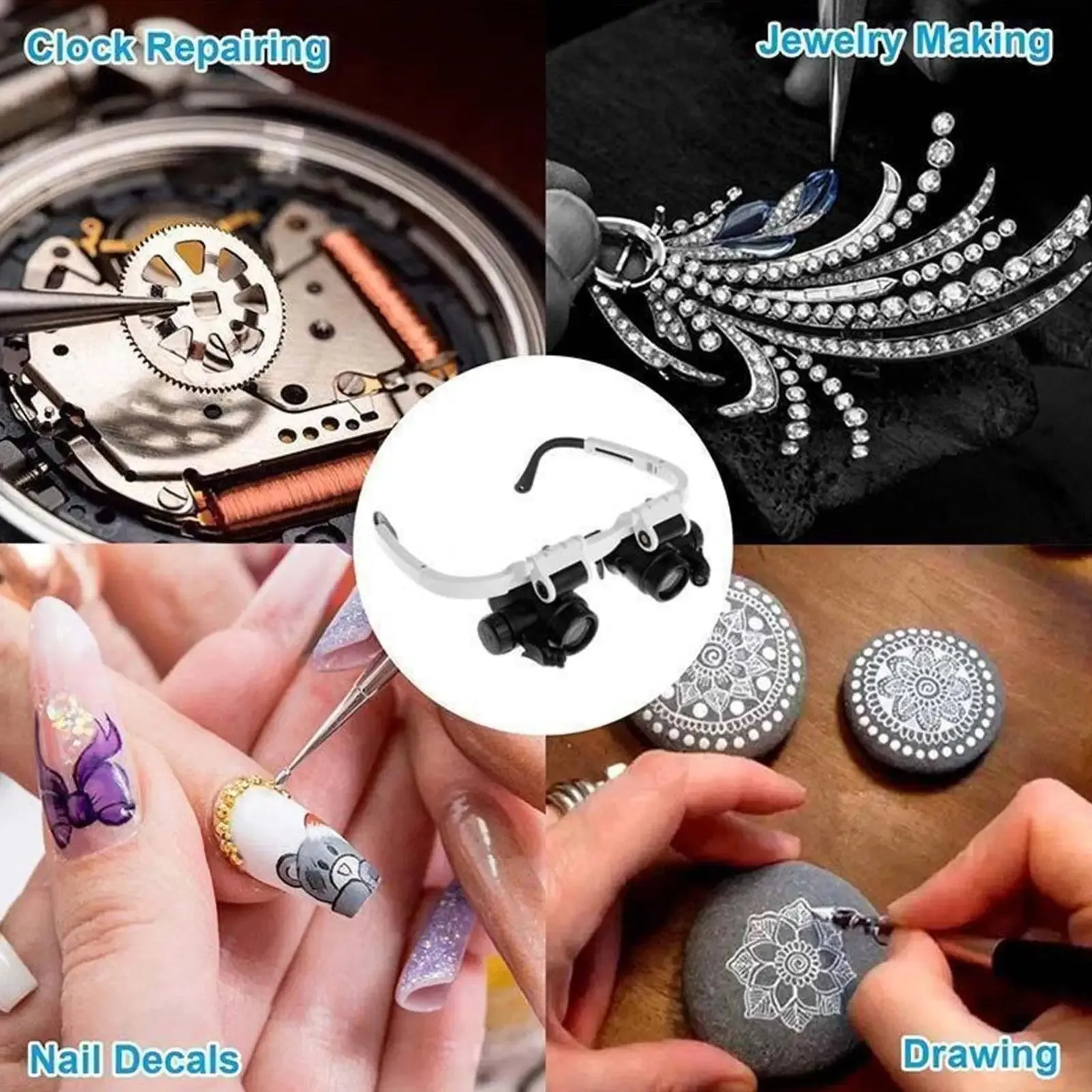 2XLED Watch Jeweller Repair Magnifier eye glasses Adjustable Magnifying Head